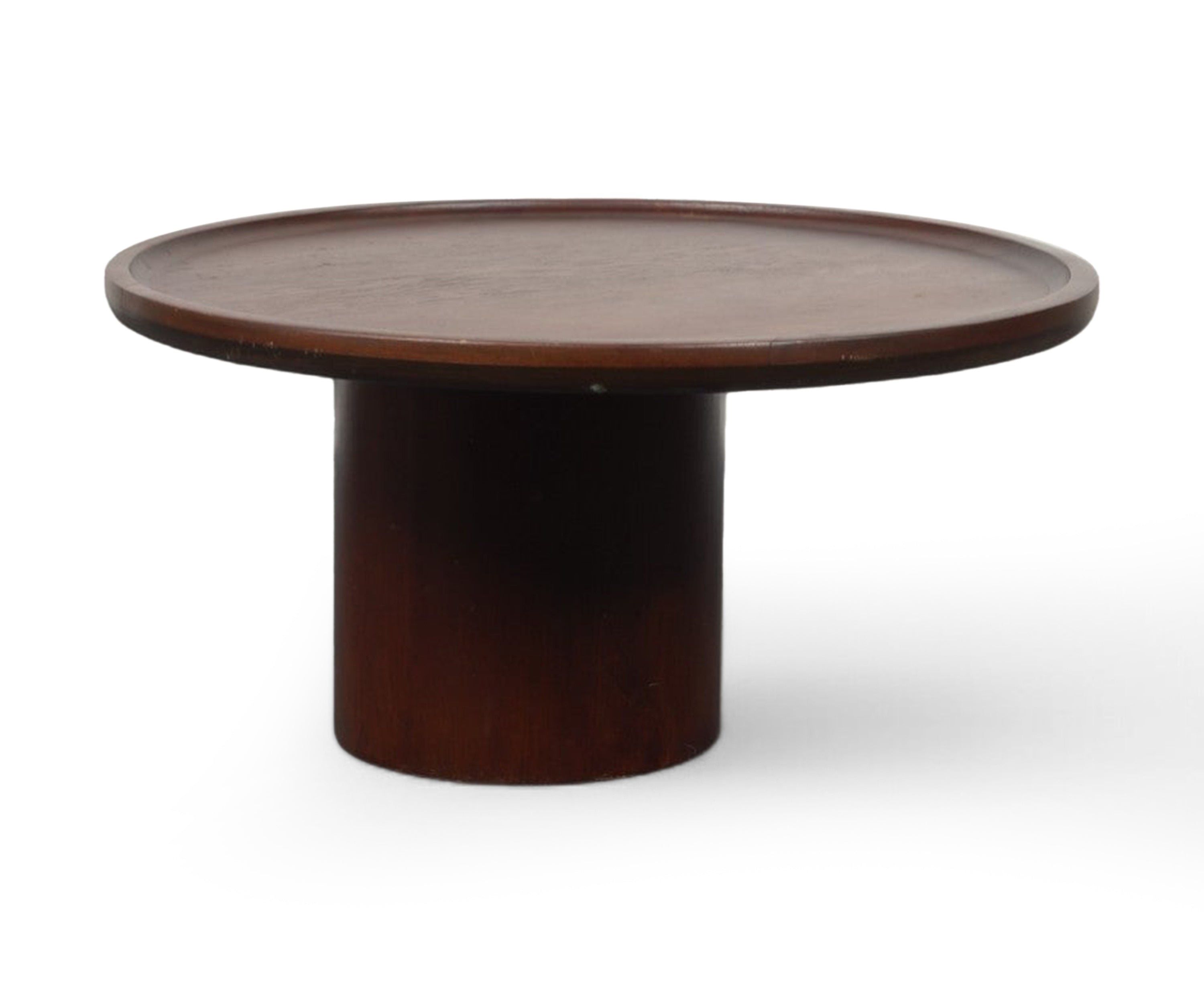 Round Acacia Wood Tray Top Side Table