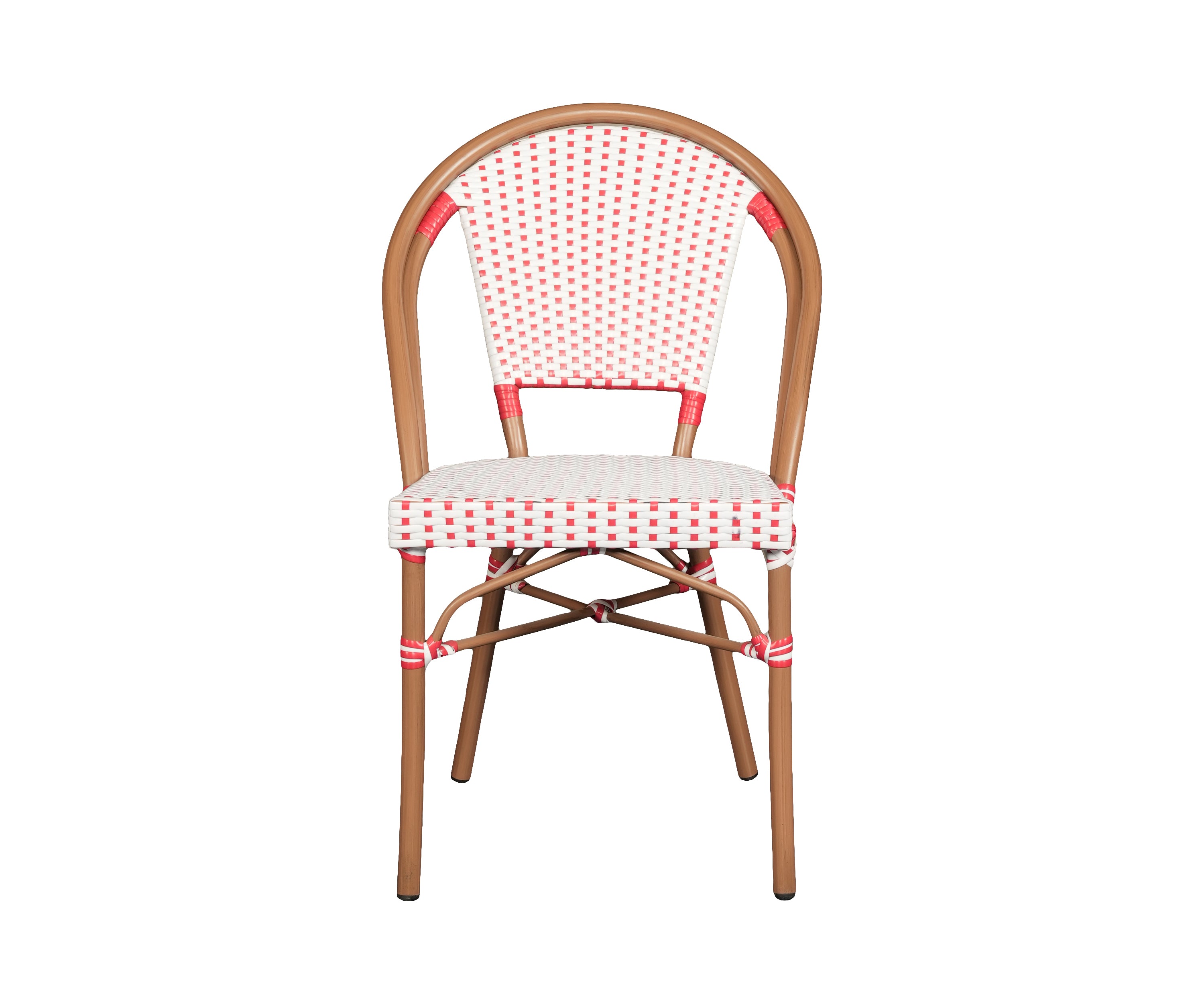 Red & White Woven Nylon Rope Outdoor Armchair with Metal Frame