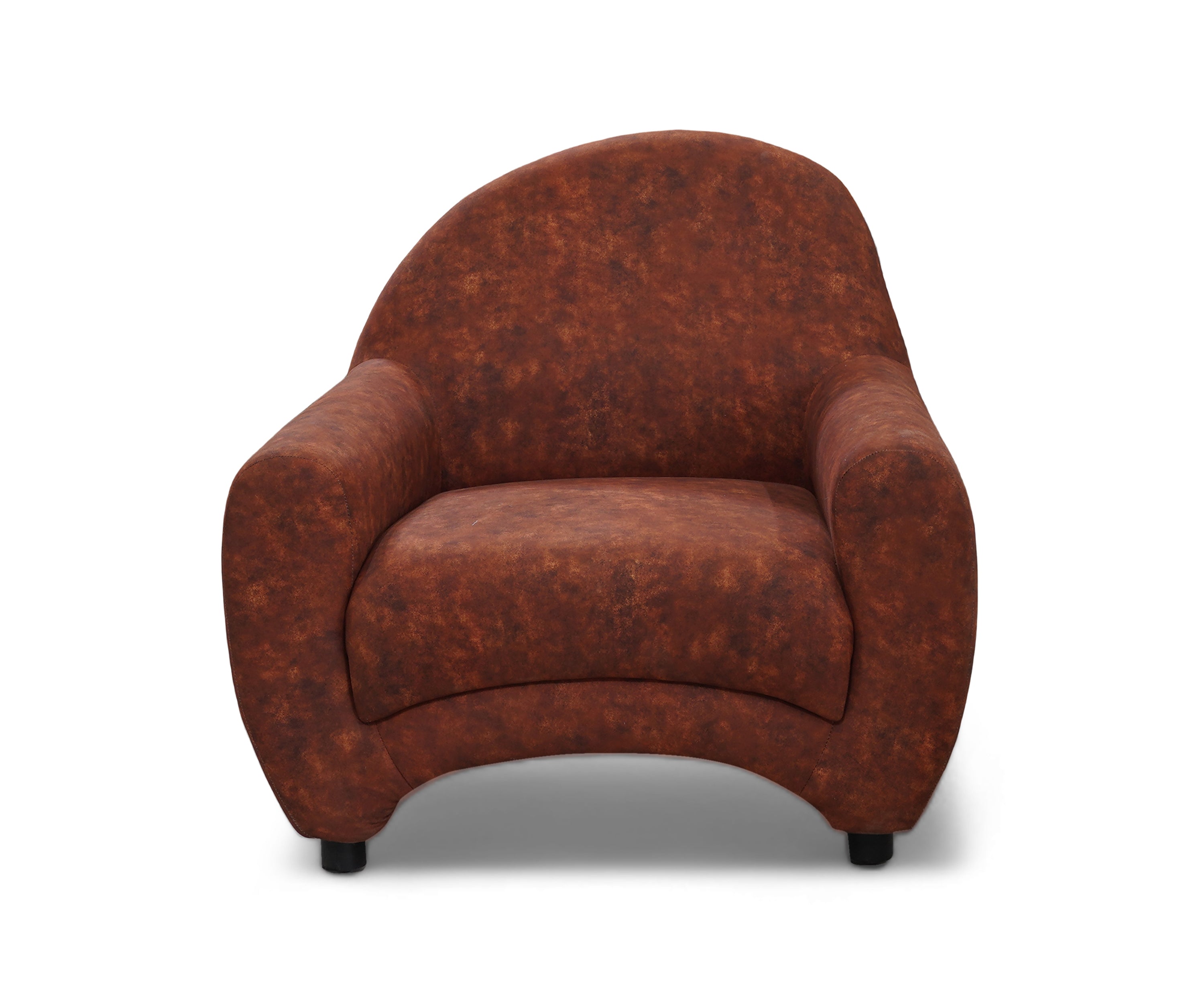 Rust Barrel Lounge Chair with Curved Arms