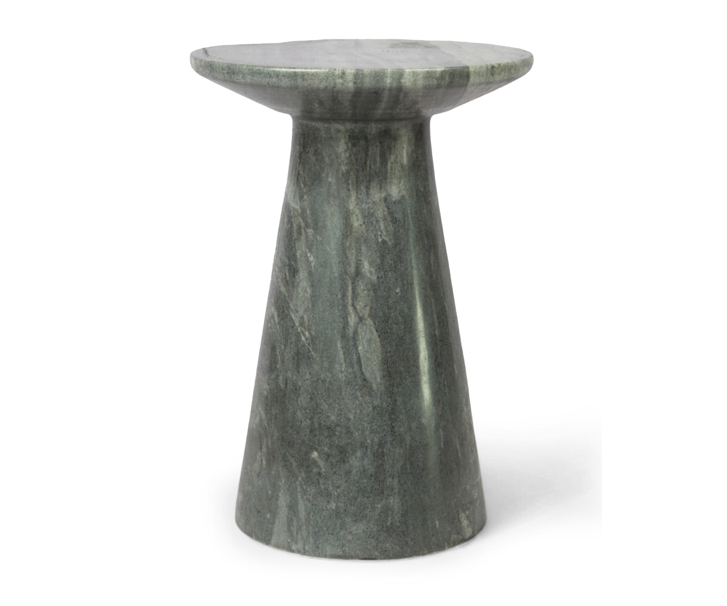 Green Marble Side Table with Tapered Pedestal Base