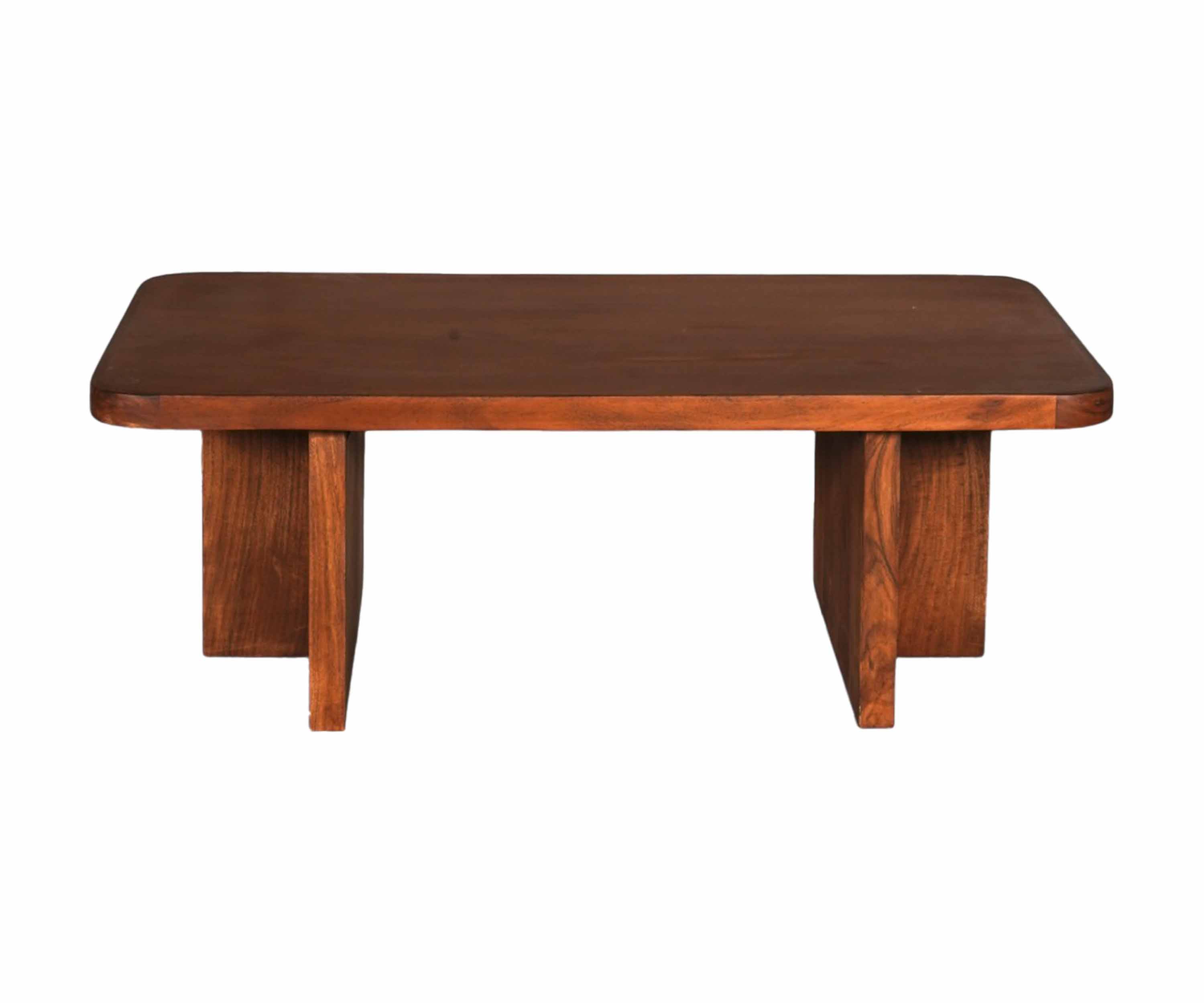 Solid Acacia Wood Coffee Table in Rich Brown Finish