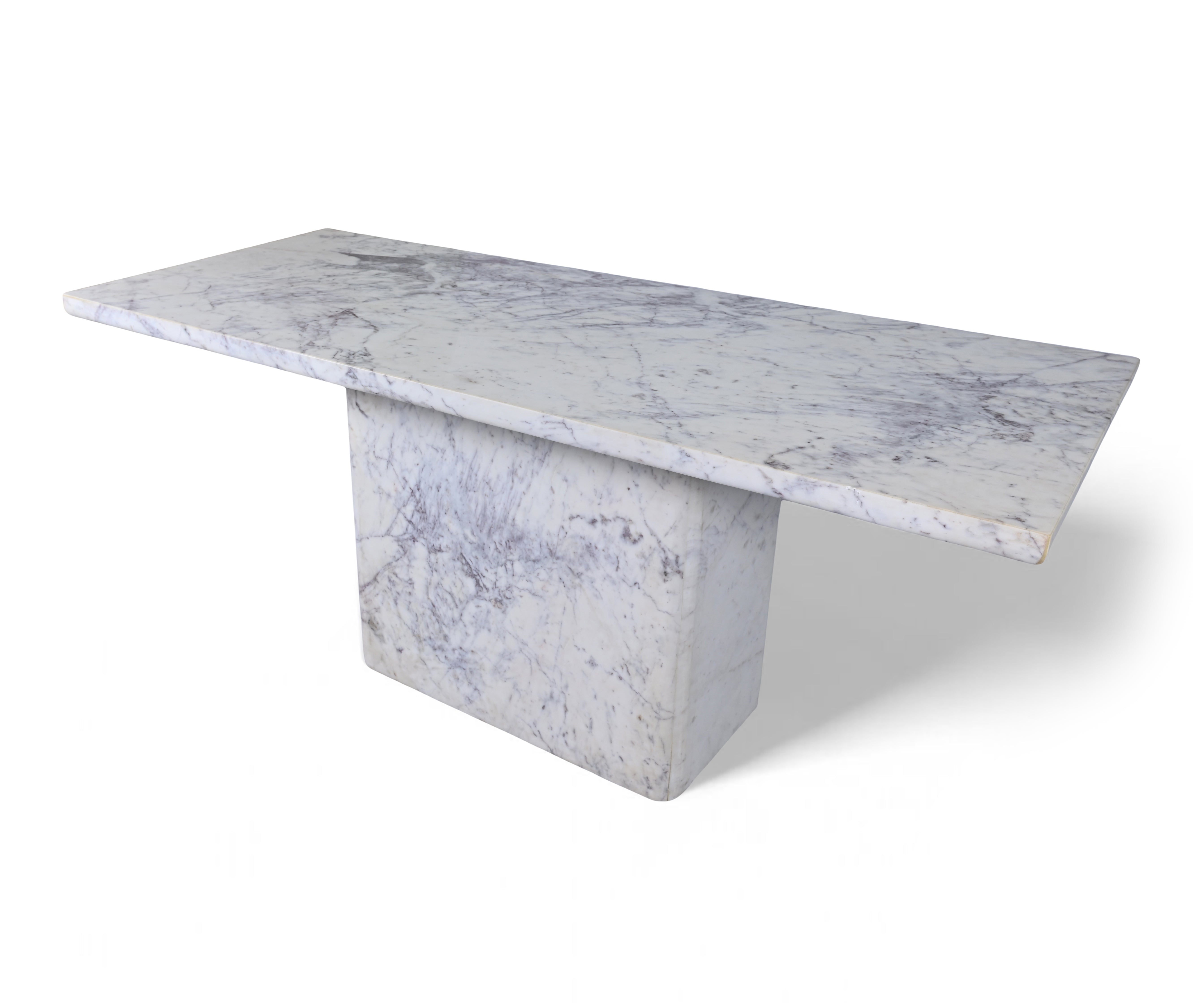 White Marble 6 Seater Dining Table with Pedestal Base