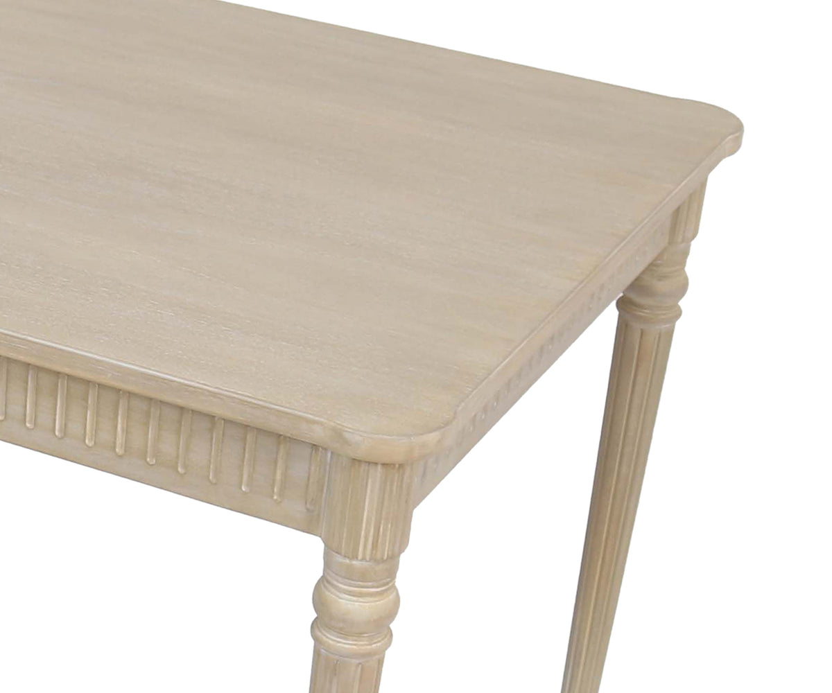 Fluted Light Brown 6-Seater Dining Table with Turned Legs