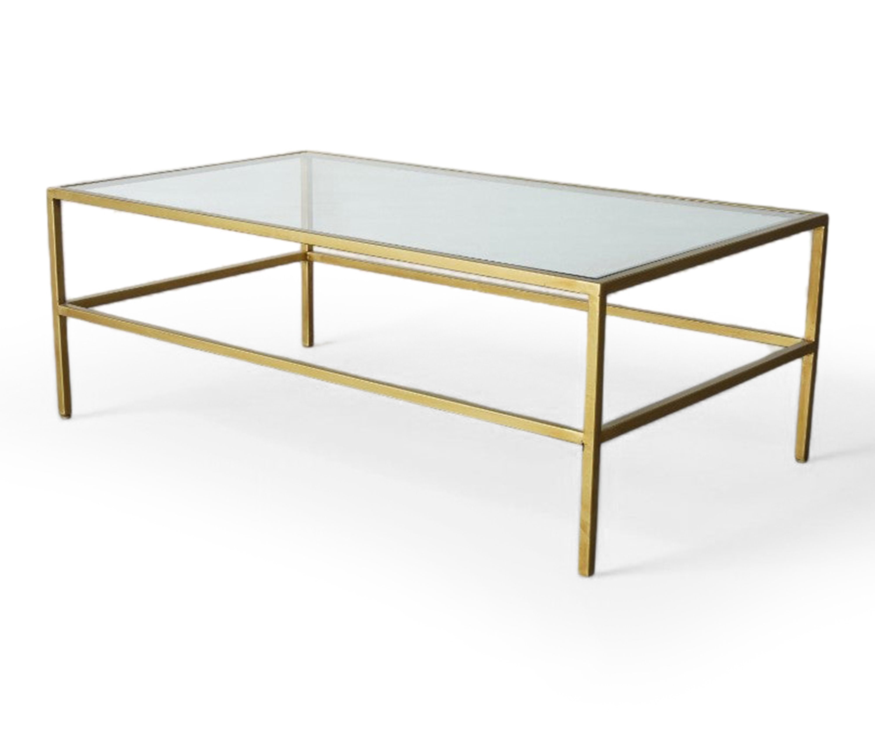 Glass Top Brass Frame Coffee Table