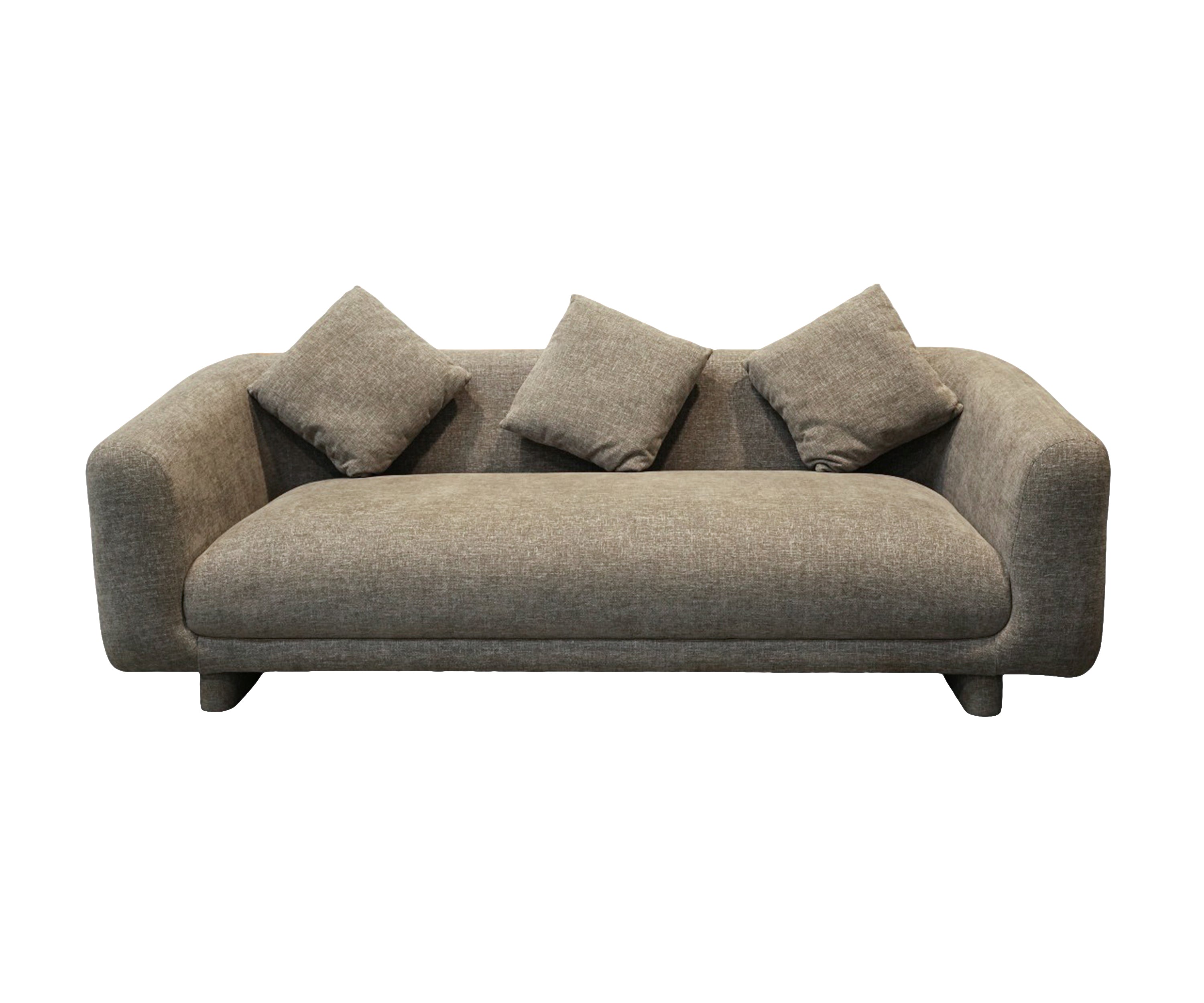 Taupe Upholstered 3-Seater Sofa in Solid Wood Frame