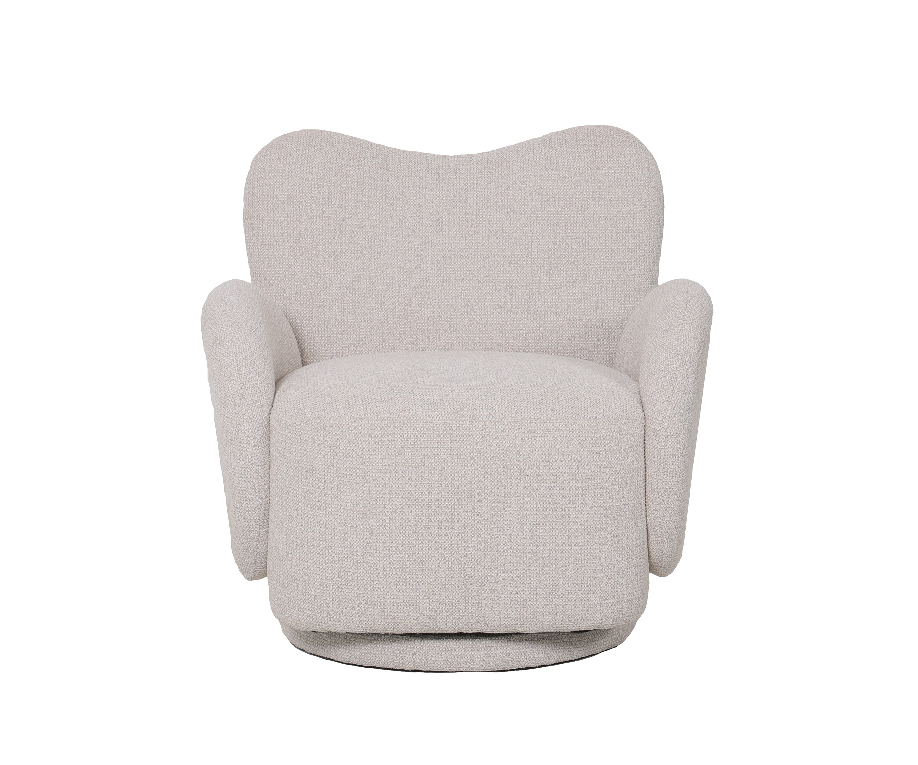 High-Back Swivel Lounge Chair in Cream Boucle