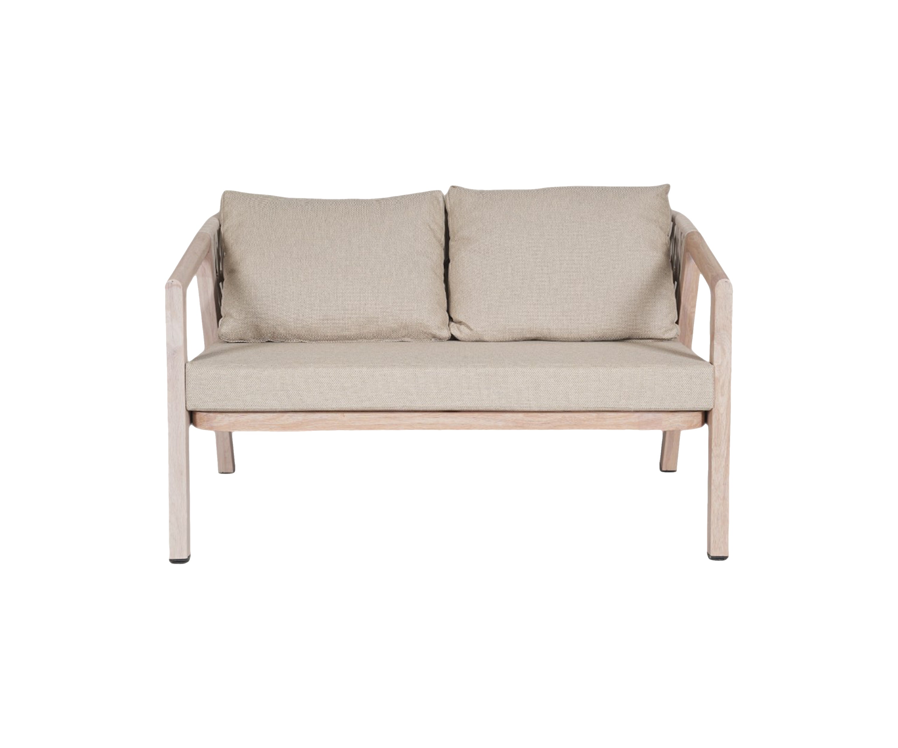 Outdoor Rope 2 Seater Sofa in Metal with Neutral Cushions