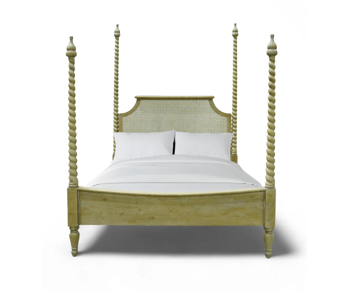 Barley Twist Acacia Wood Cane Poster Bed