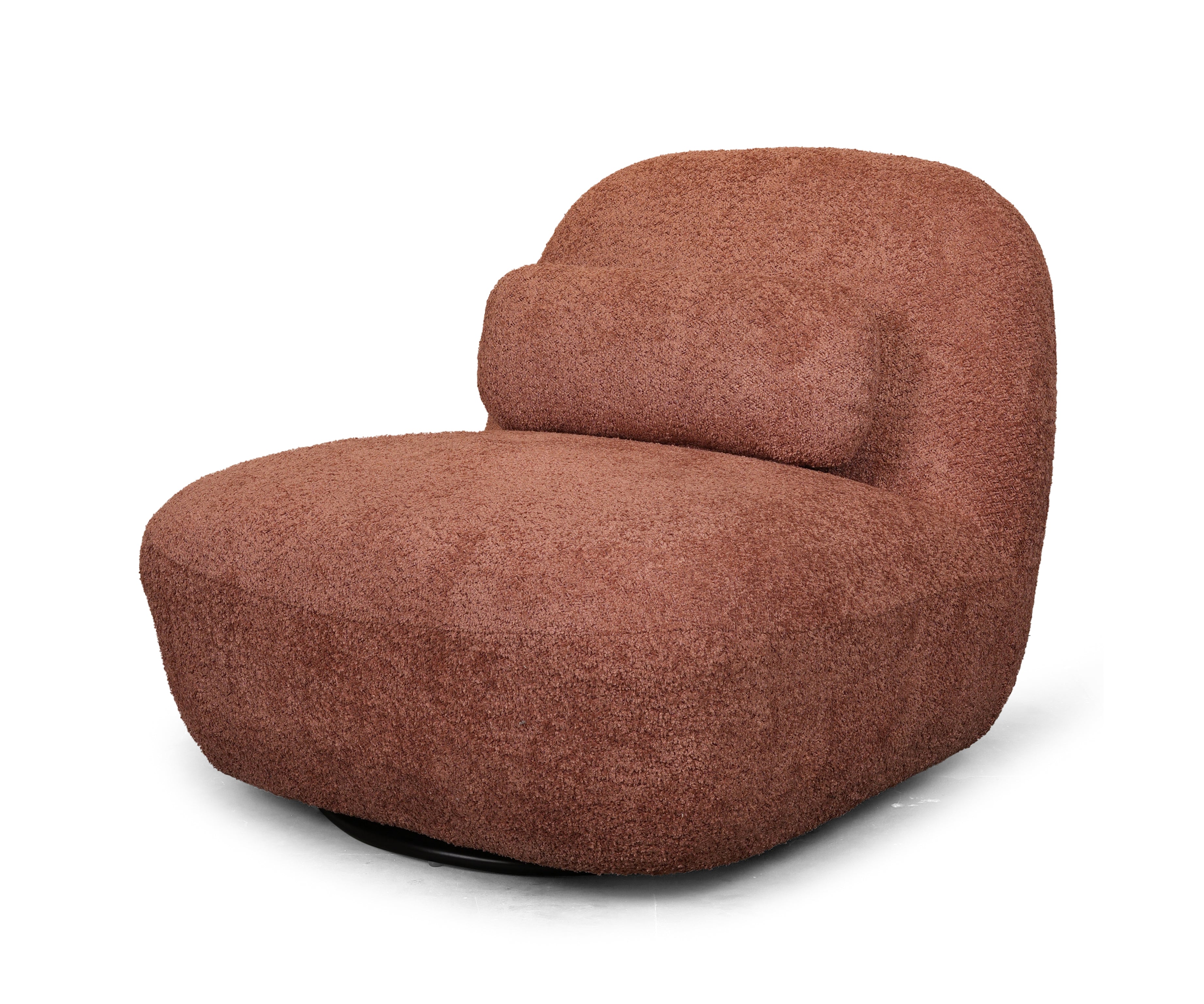 Rust Bouclé Swivel Lounge Chair