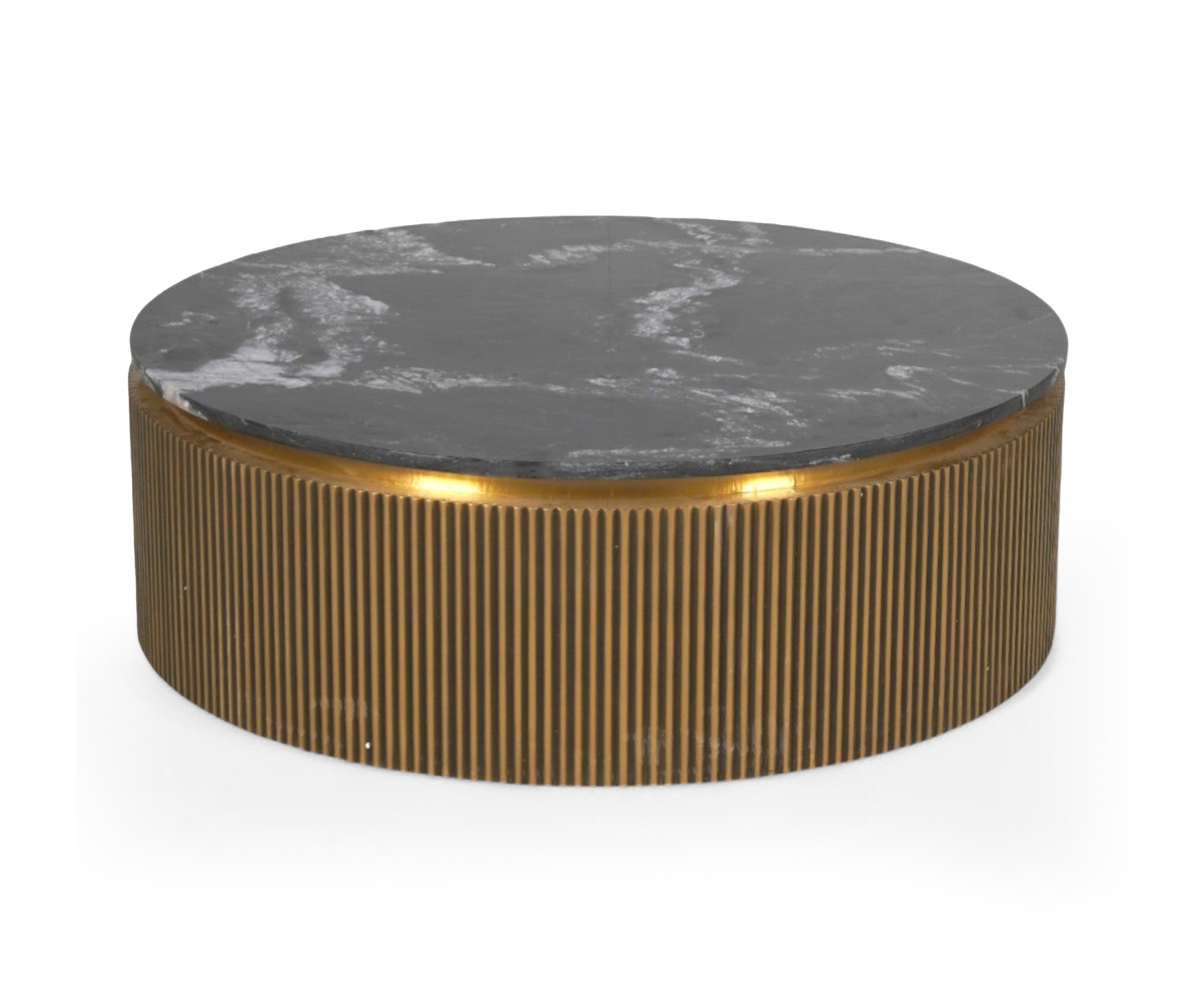 Black Marble Top Brass Coffee Table