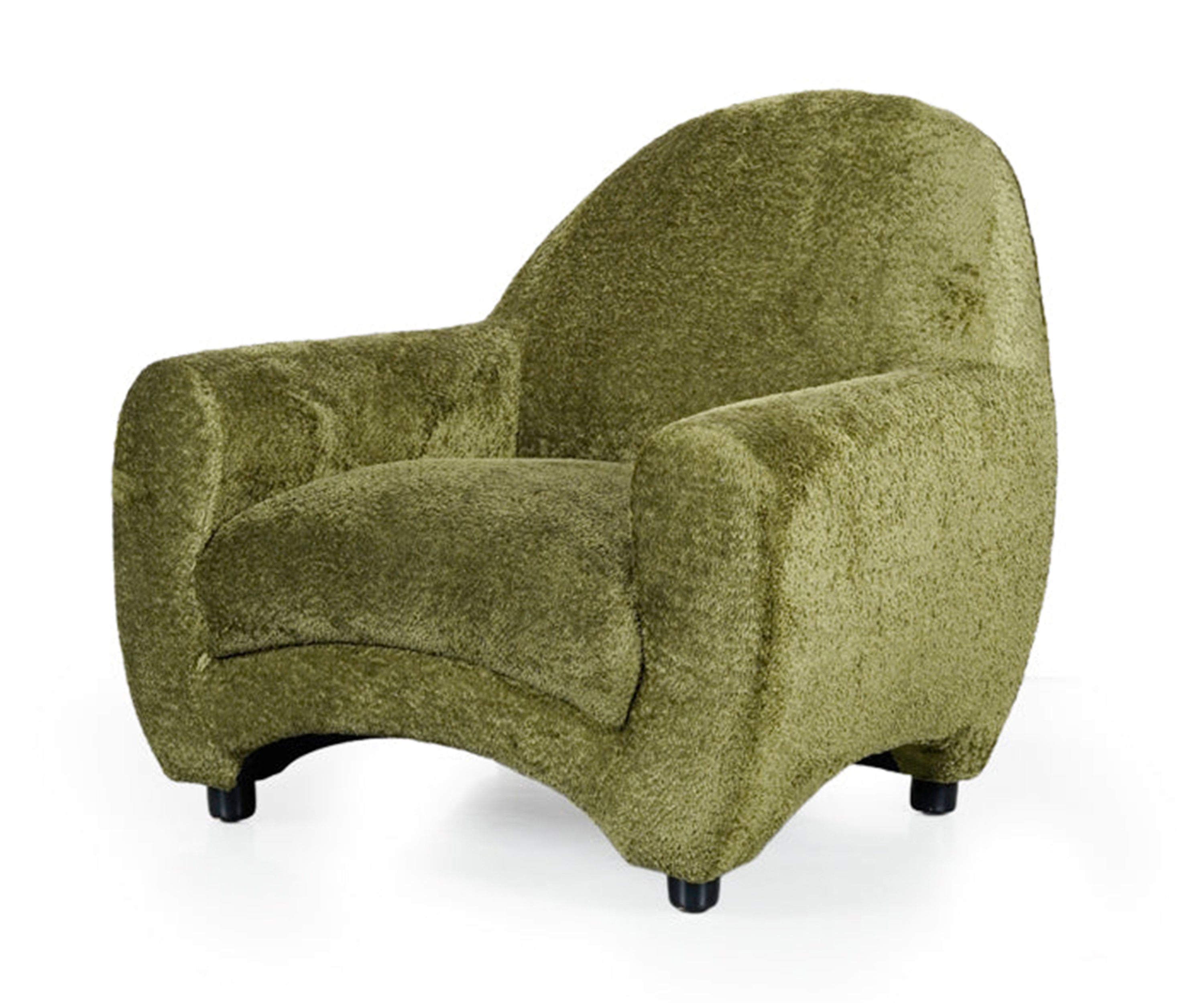 Olive Bouclé Barrel Lounge Chair