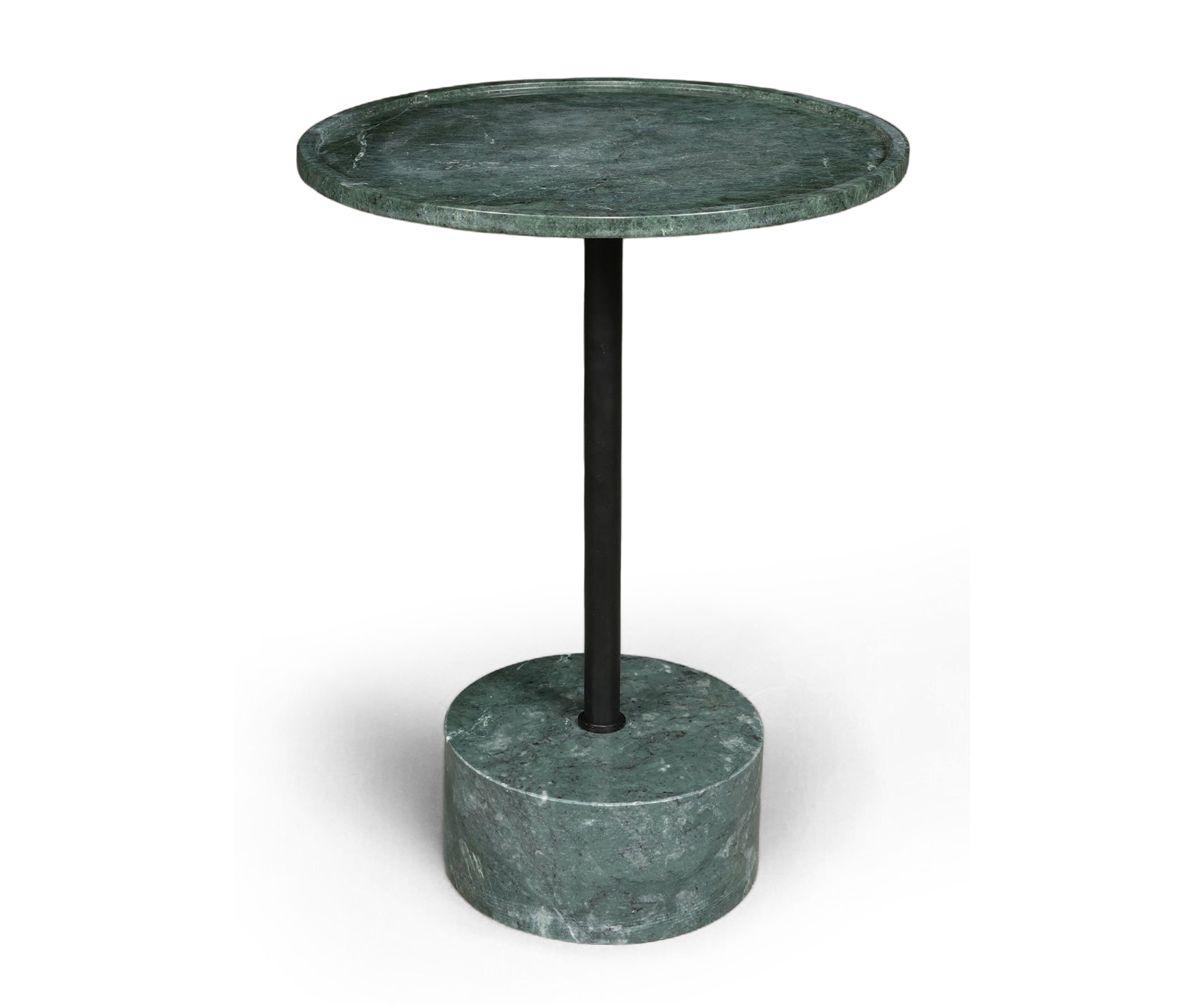 Green Marble Martini Side Table with Black Metal Stem Base - Large