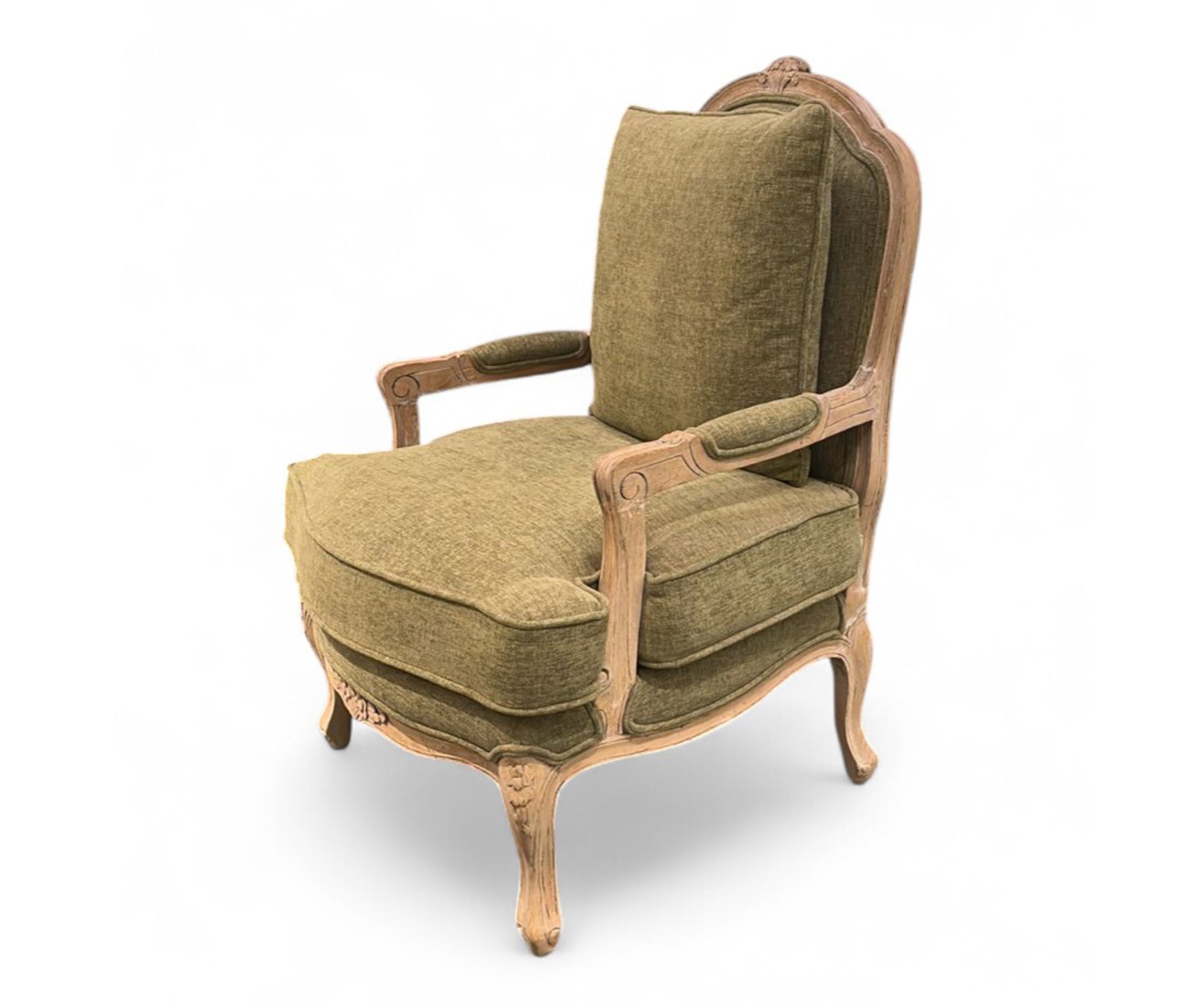 French Bergere Velvet Accent Arm Chair