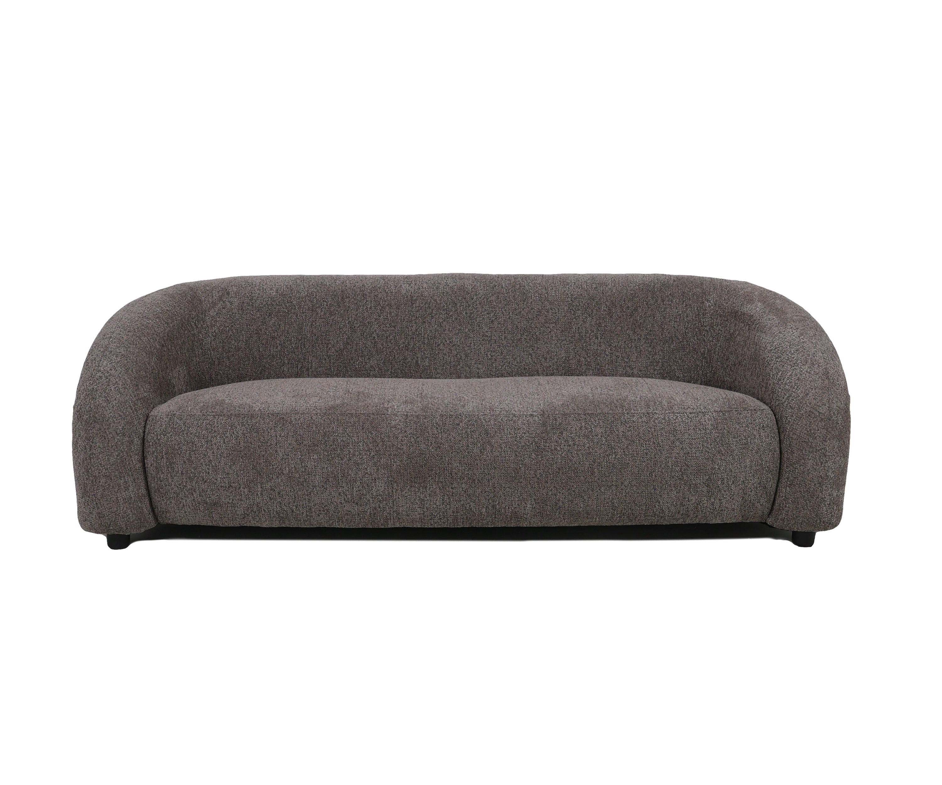 Bouclé Bolster 3 Seater Sofa – Sculpted Curves in Charcoal Grey