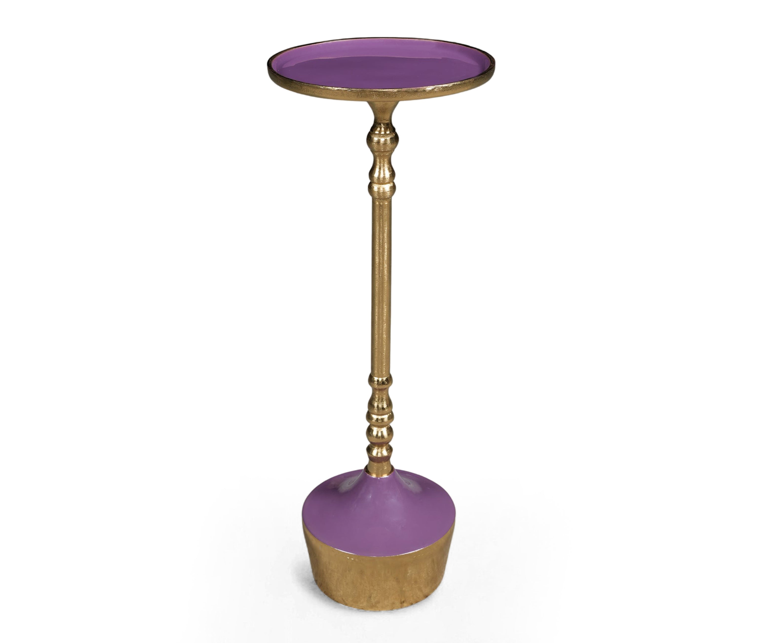 Brass Martini Side Table with Purple Tray Top