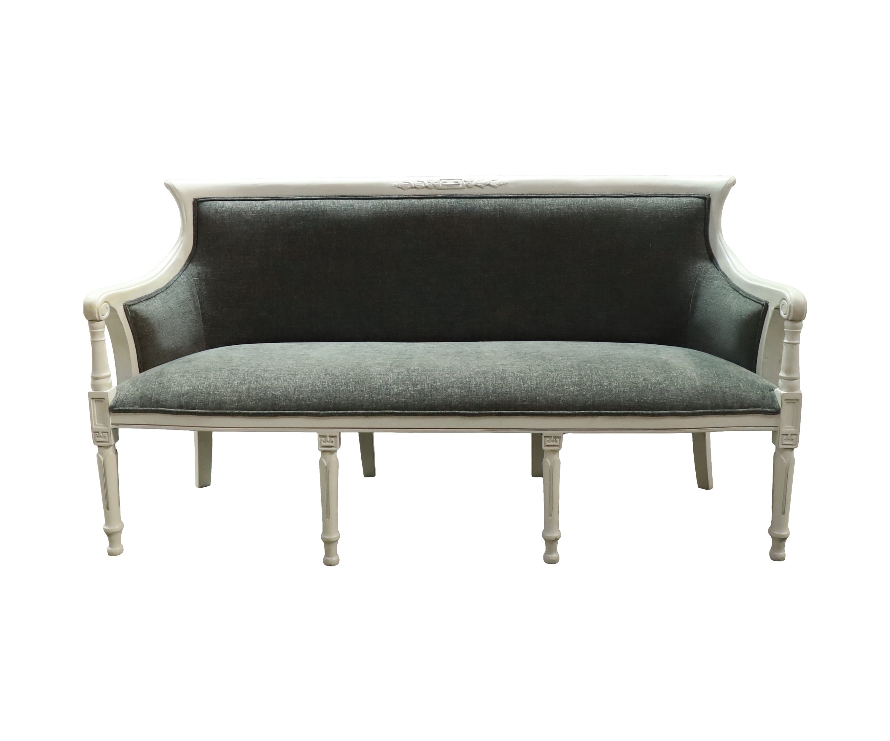 Gustavian French Style Teak Wood Three-Seater Sofa