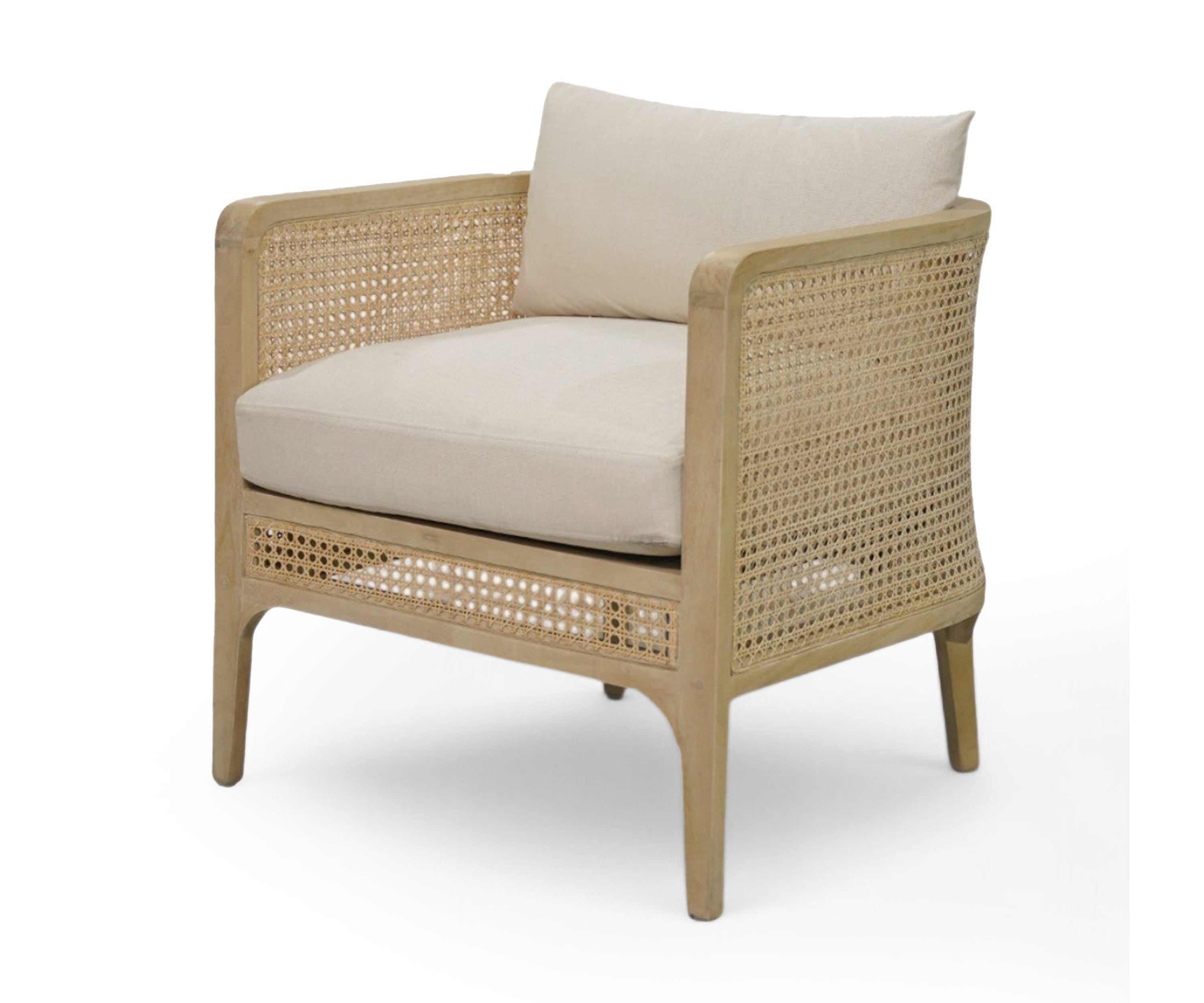 Natural Oak Cane Accent Arm Chair