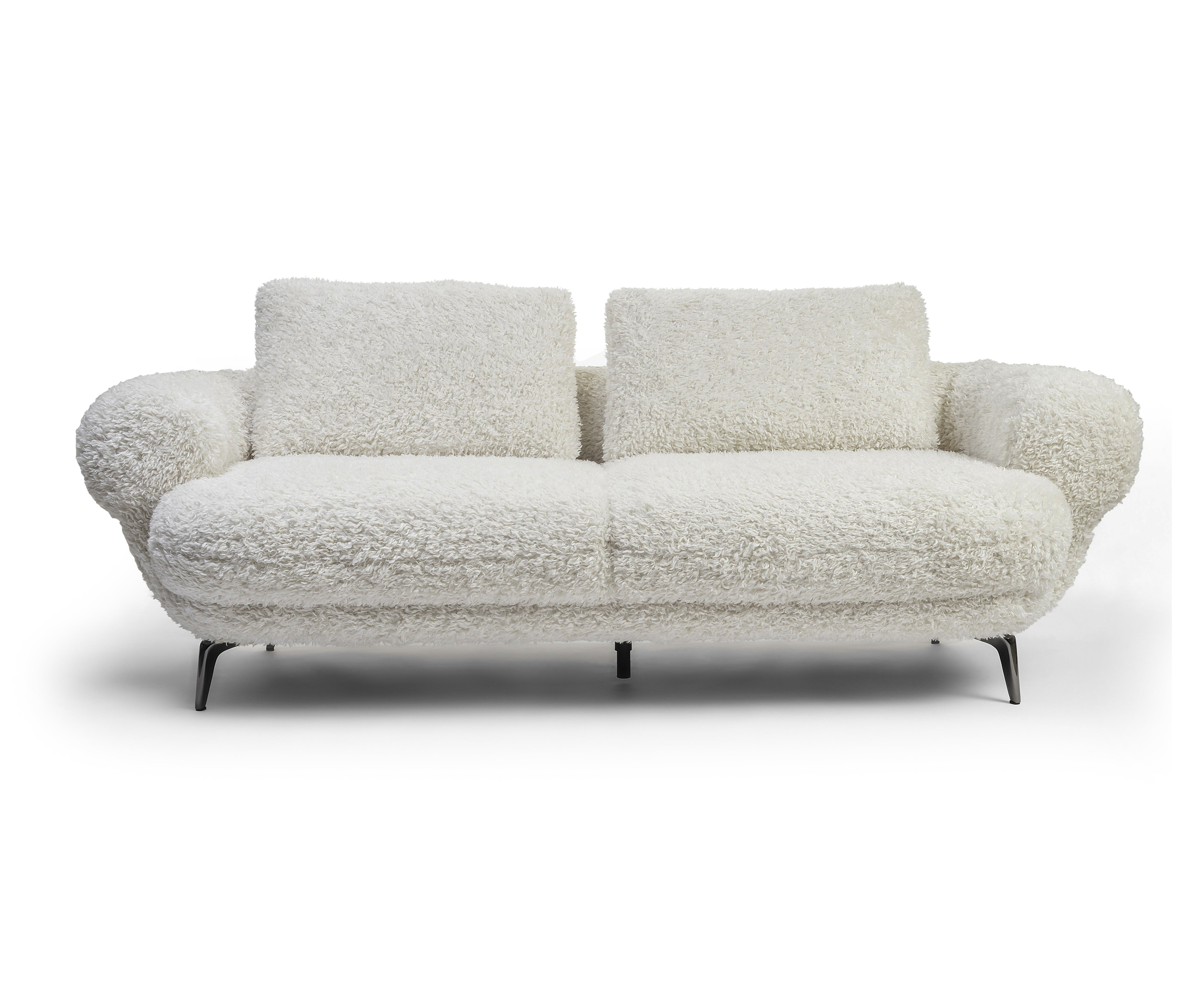Ivory Fur Curved Arm 2 Seater Sofa