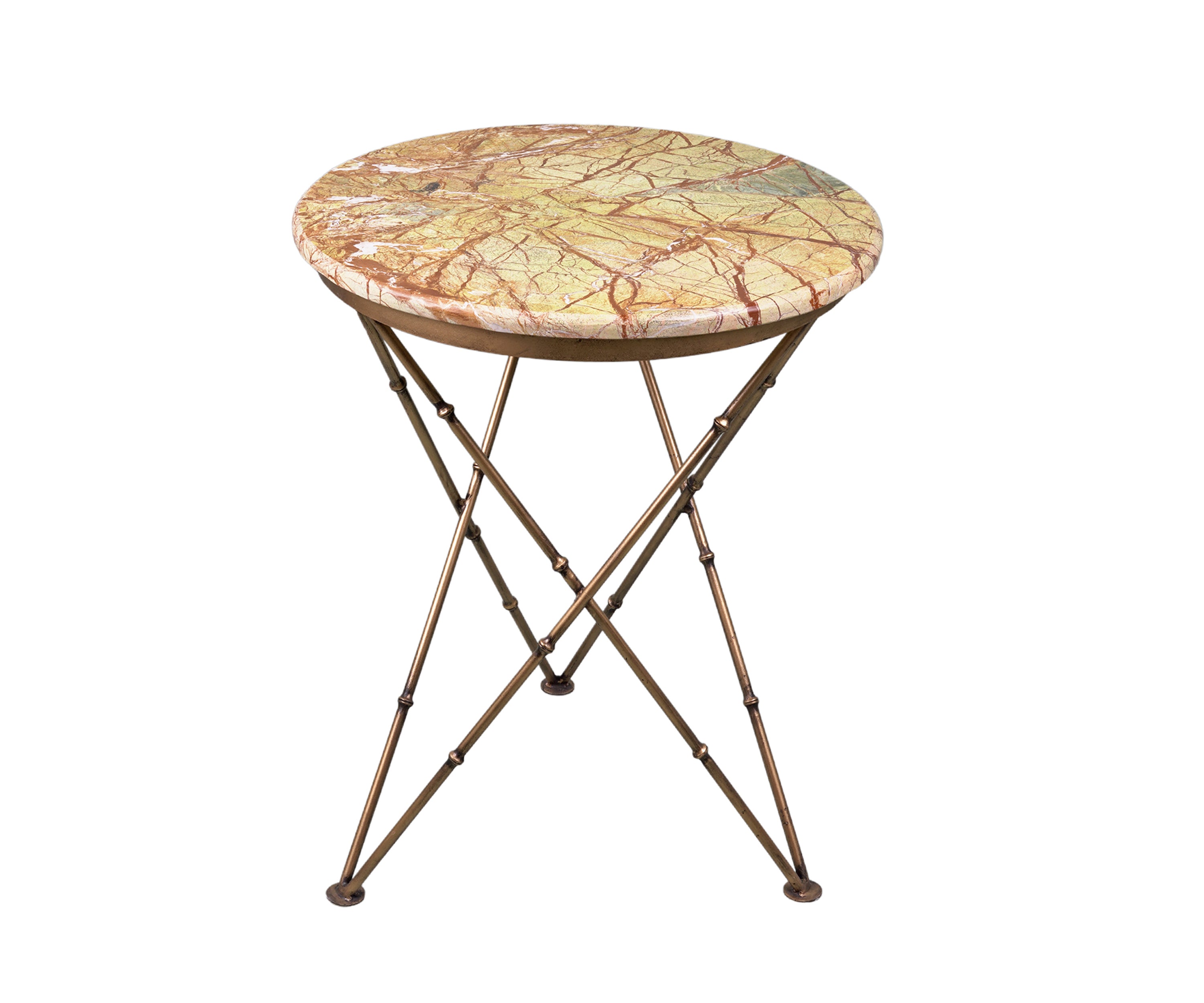 Round Bidasar Marble Side Table with Metal Legs