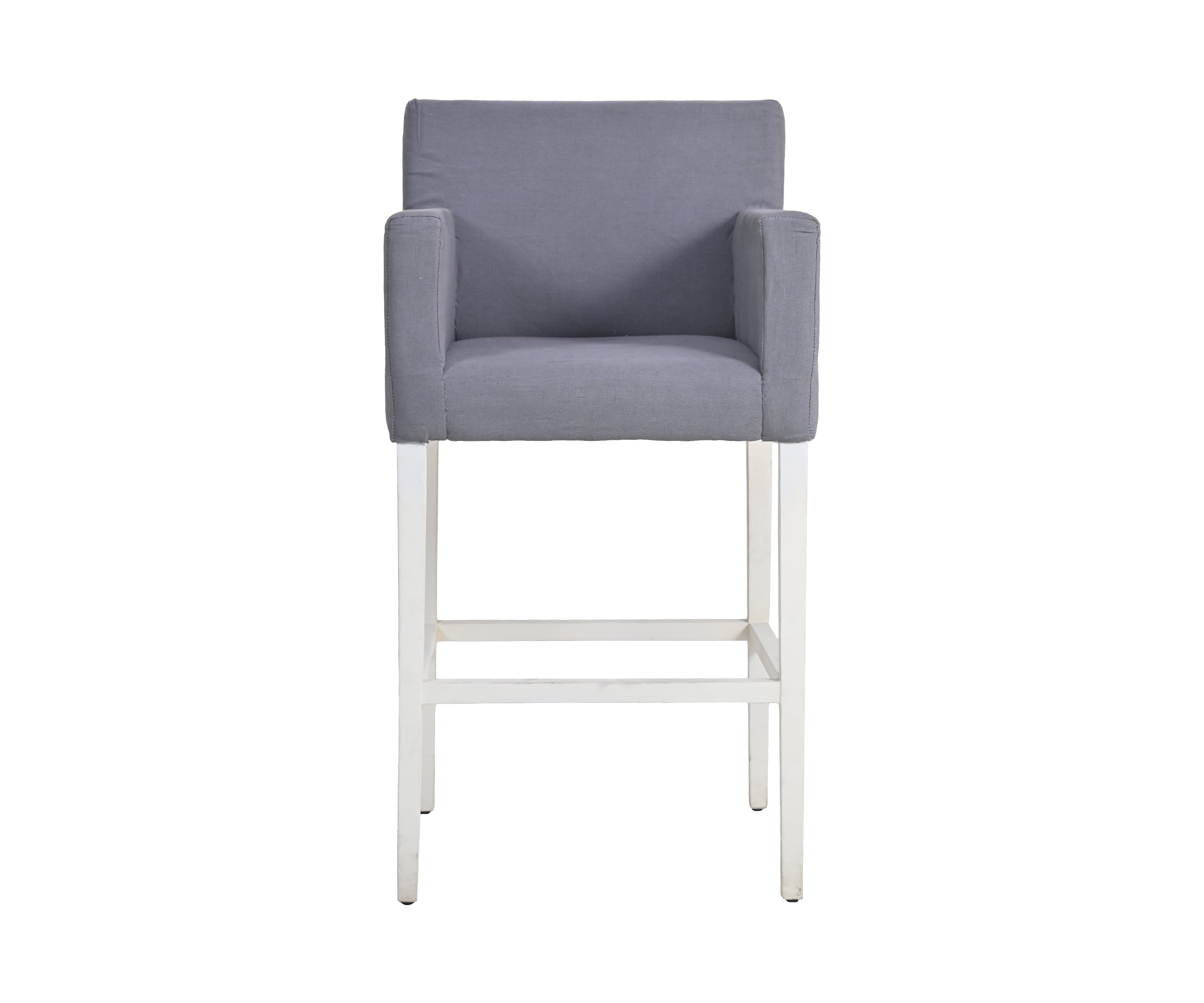 Mist Grey Upholstered Bar Chair with White Frame