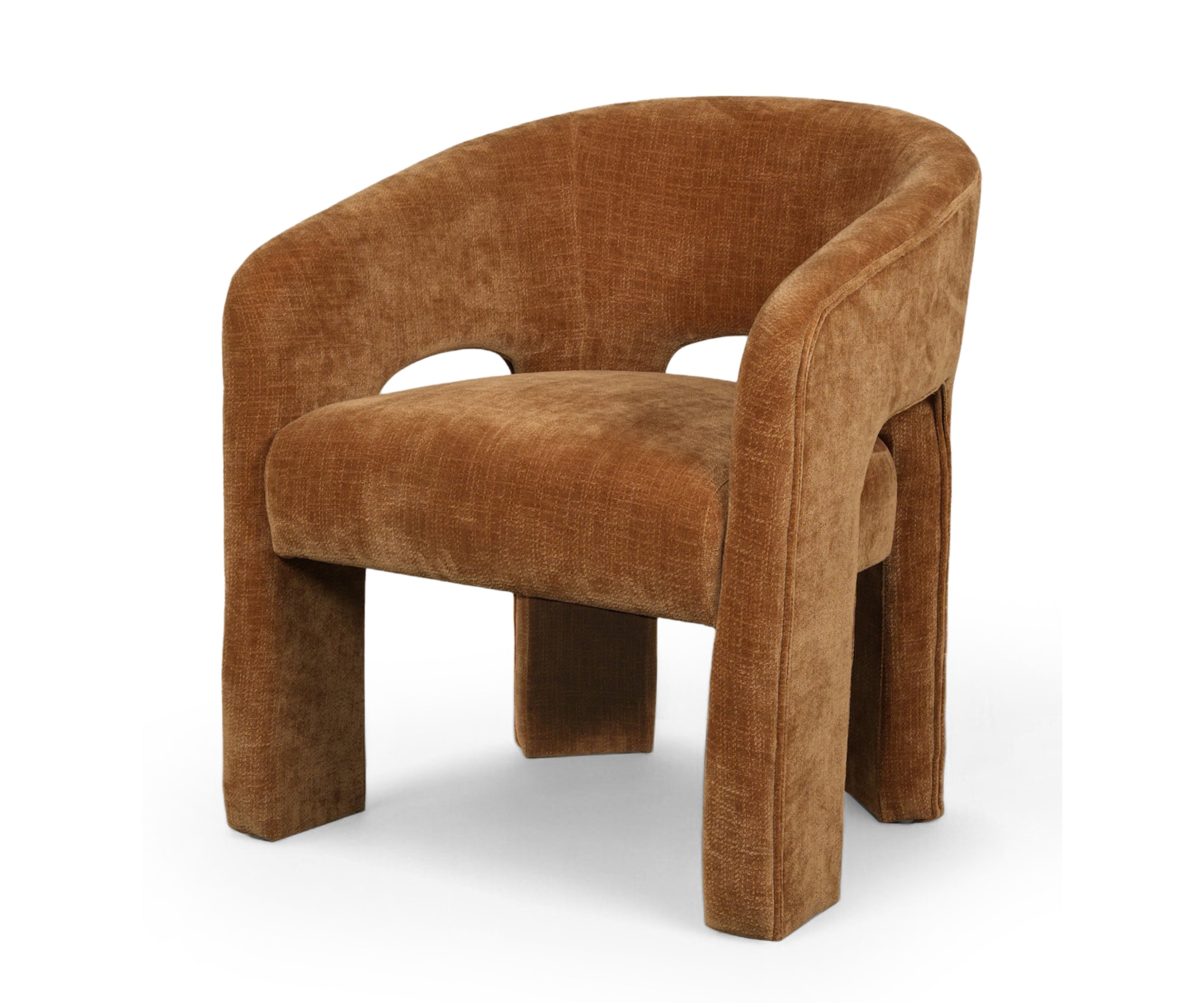 Camel Velvet Barrel Arm Chair