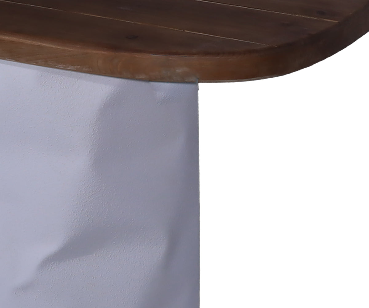 Two Toned Wood Console Table with Sculptural White Pedestal