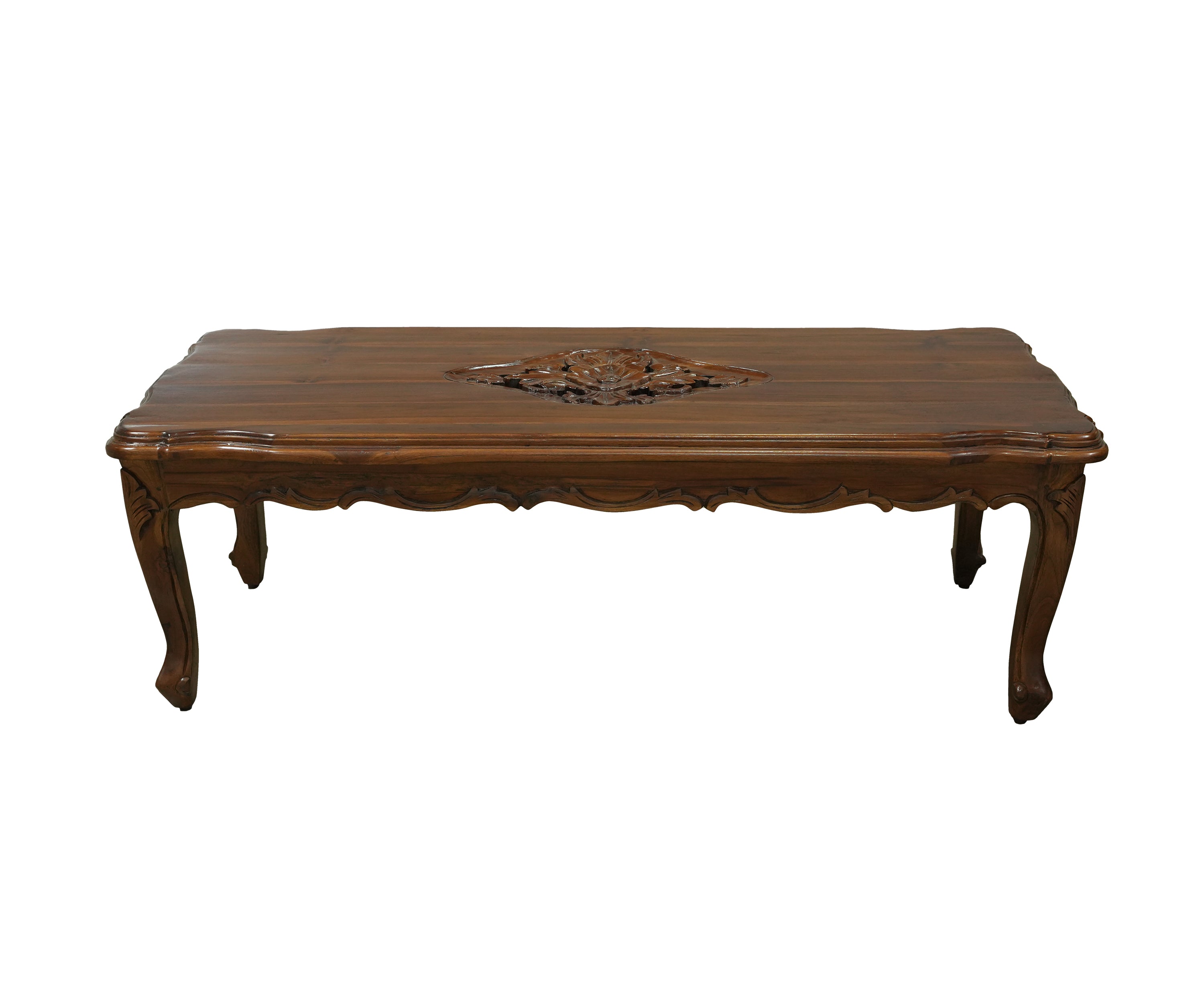 Carved Teak French Coffee Table