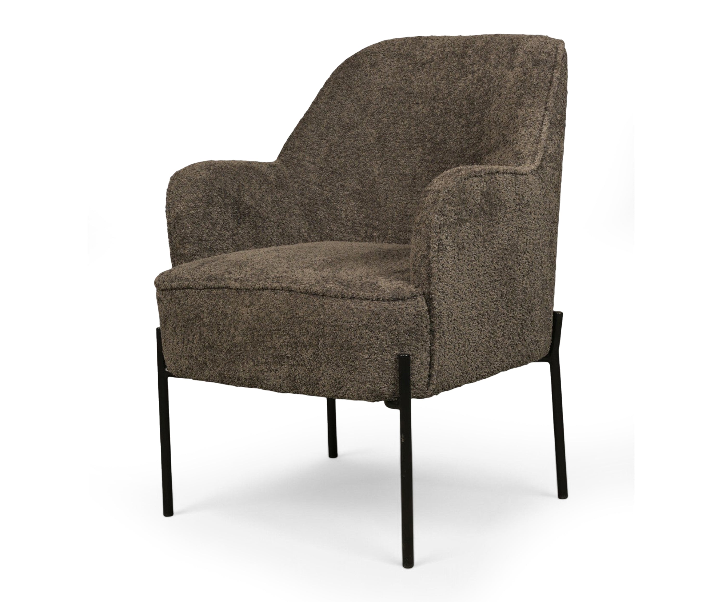 Charcoal Bouclé Accent Arm Chair with Metal Legs