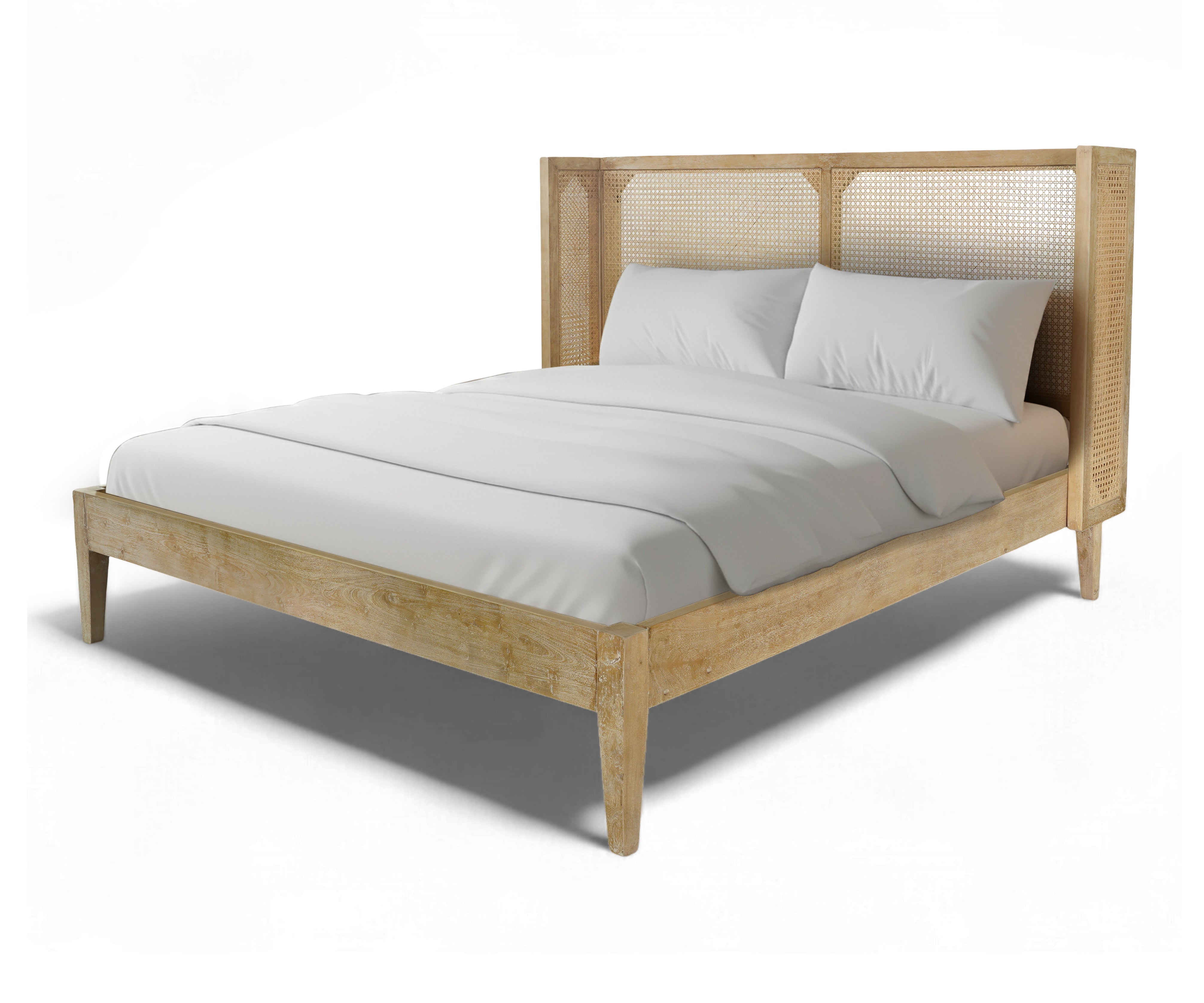 Arden Acacia Wood Cane Panel Bed