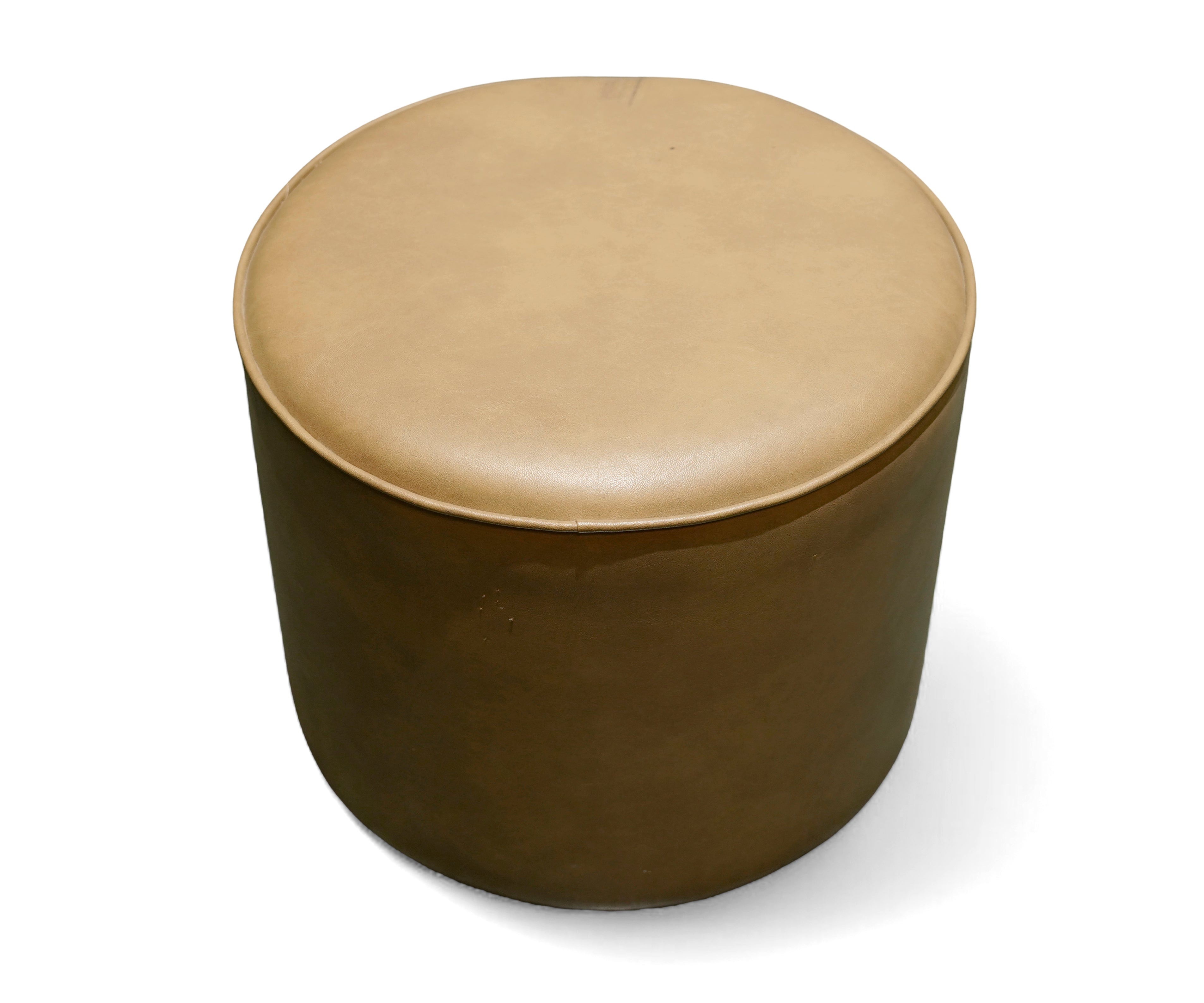 Round Leather Ottoman