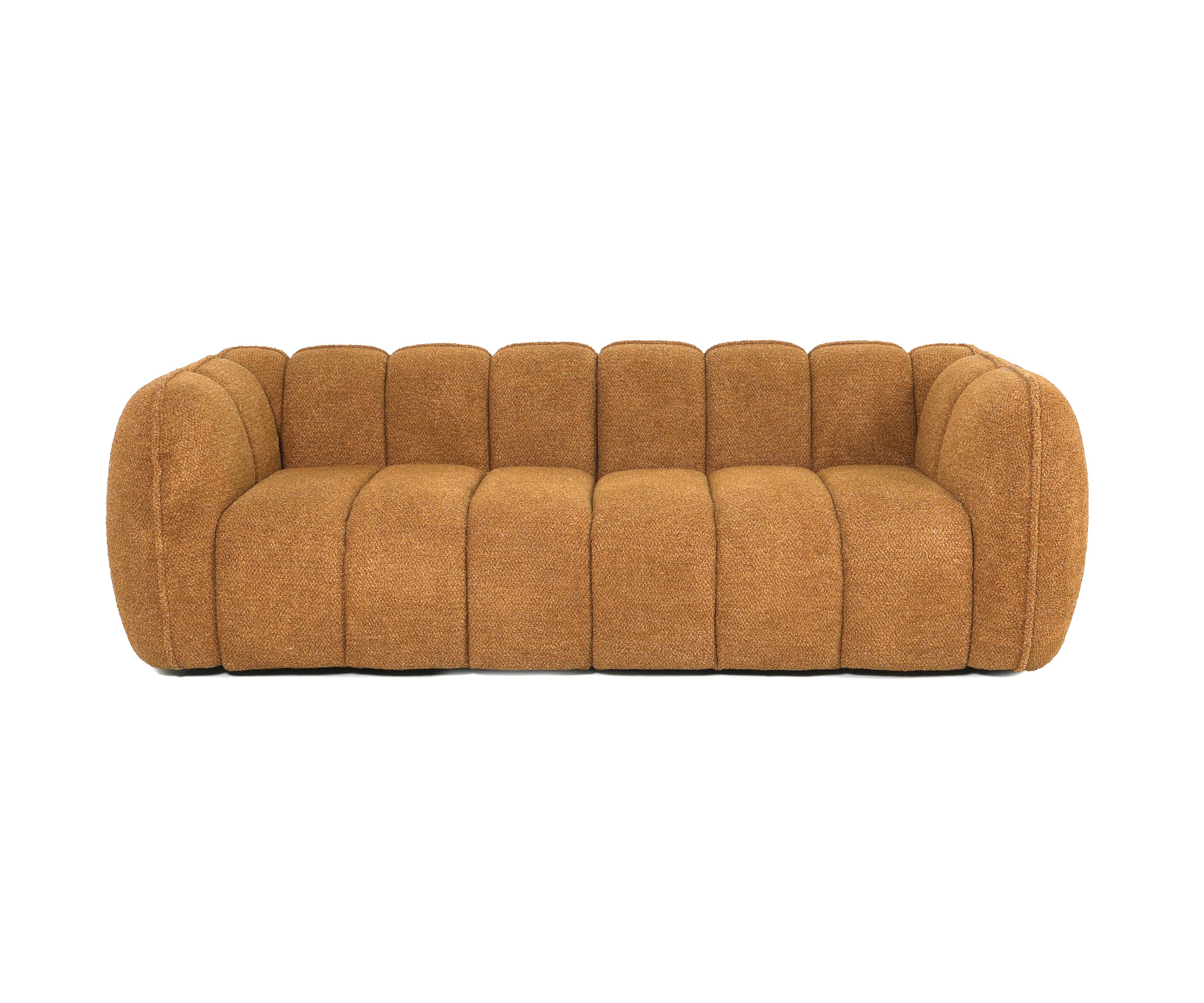 Bouclé Upholstered Channel-Tufted Sofa