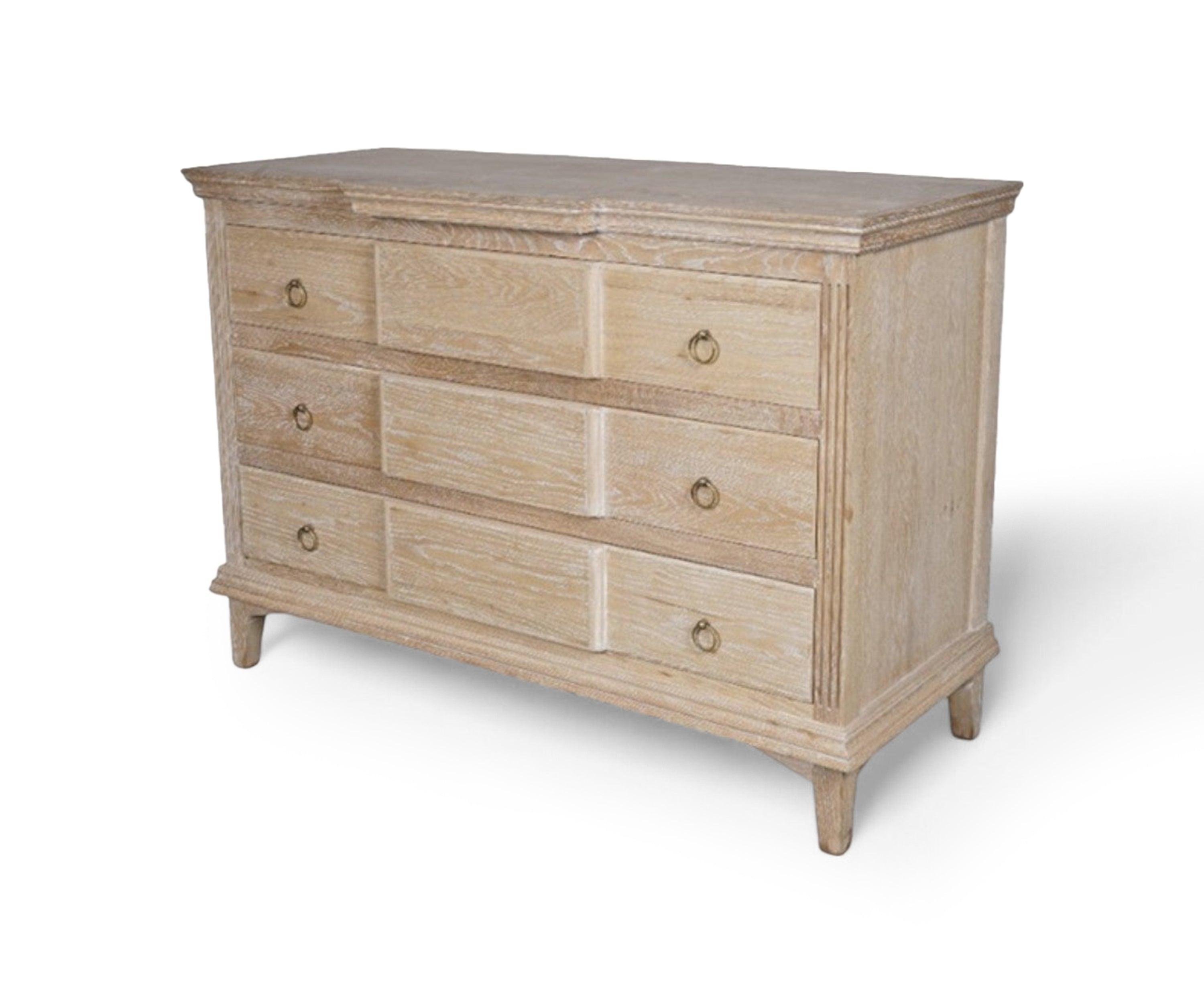 Italian Country 6-Drawer Oak Wood Storage Chest