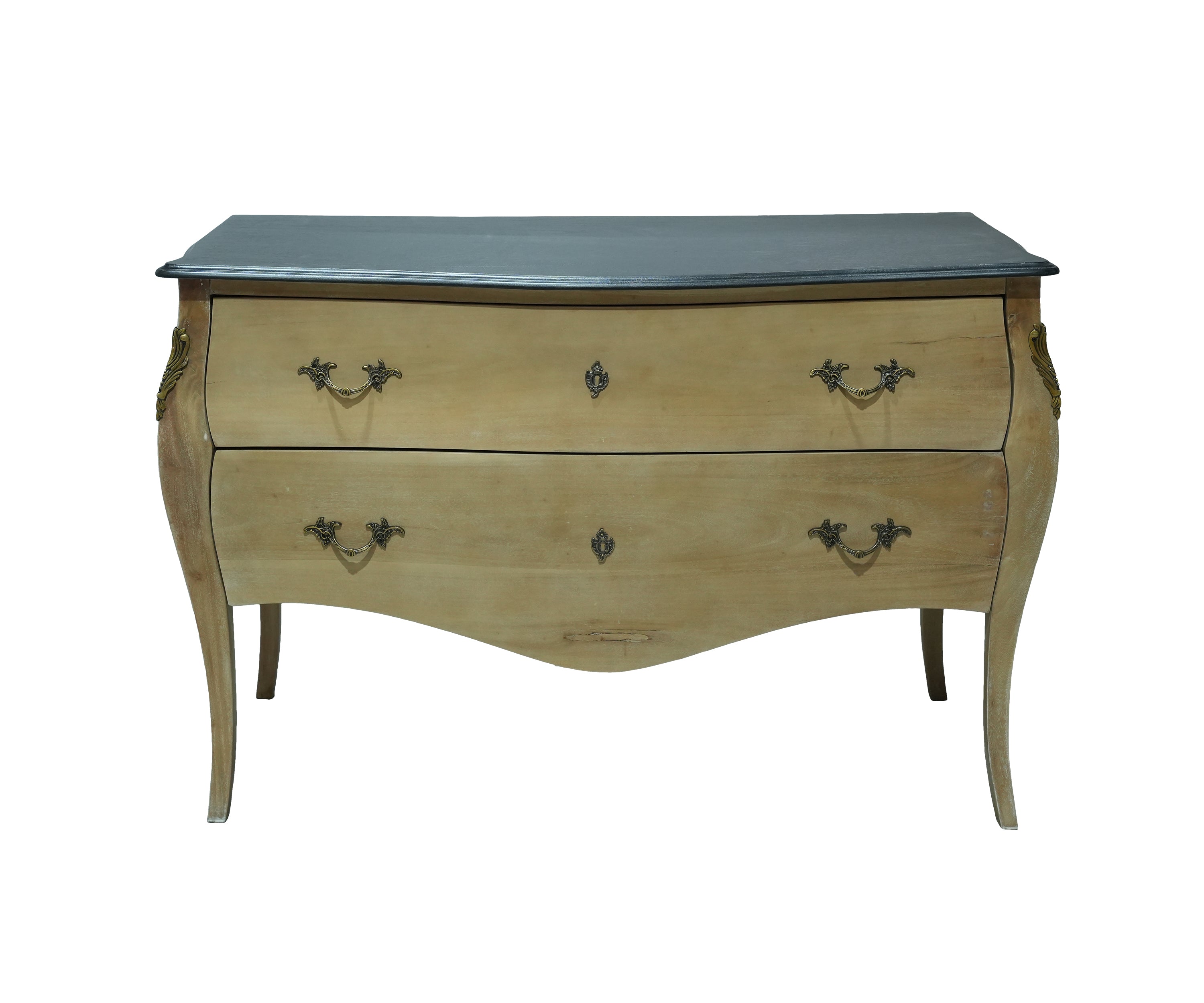 Bombe 2-Drawer Chest of Drawer with Black Top