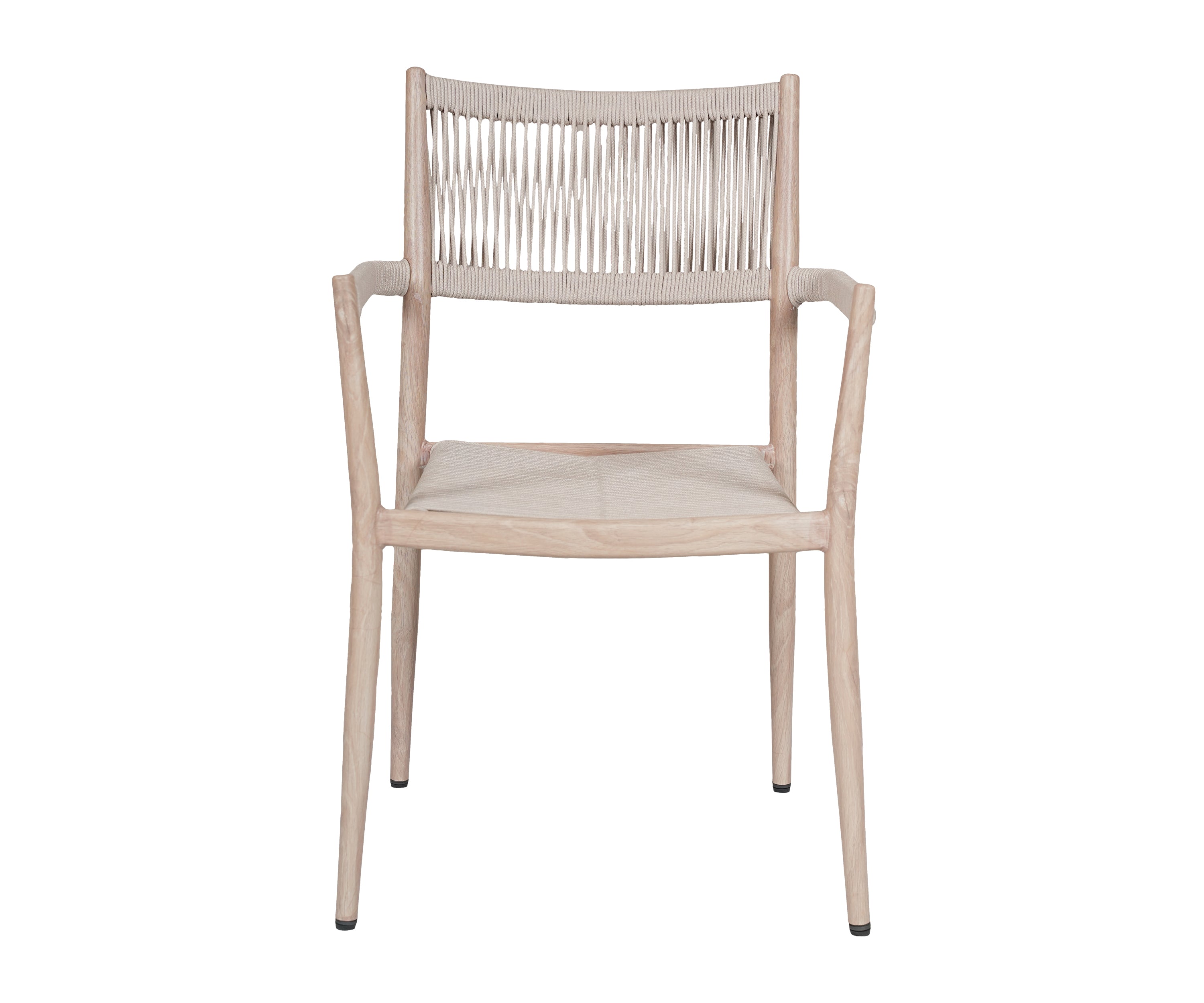 Beige Outdoor Metal Armchair with Nylon Woven Rope Seat & Backrest
