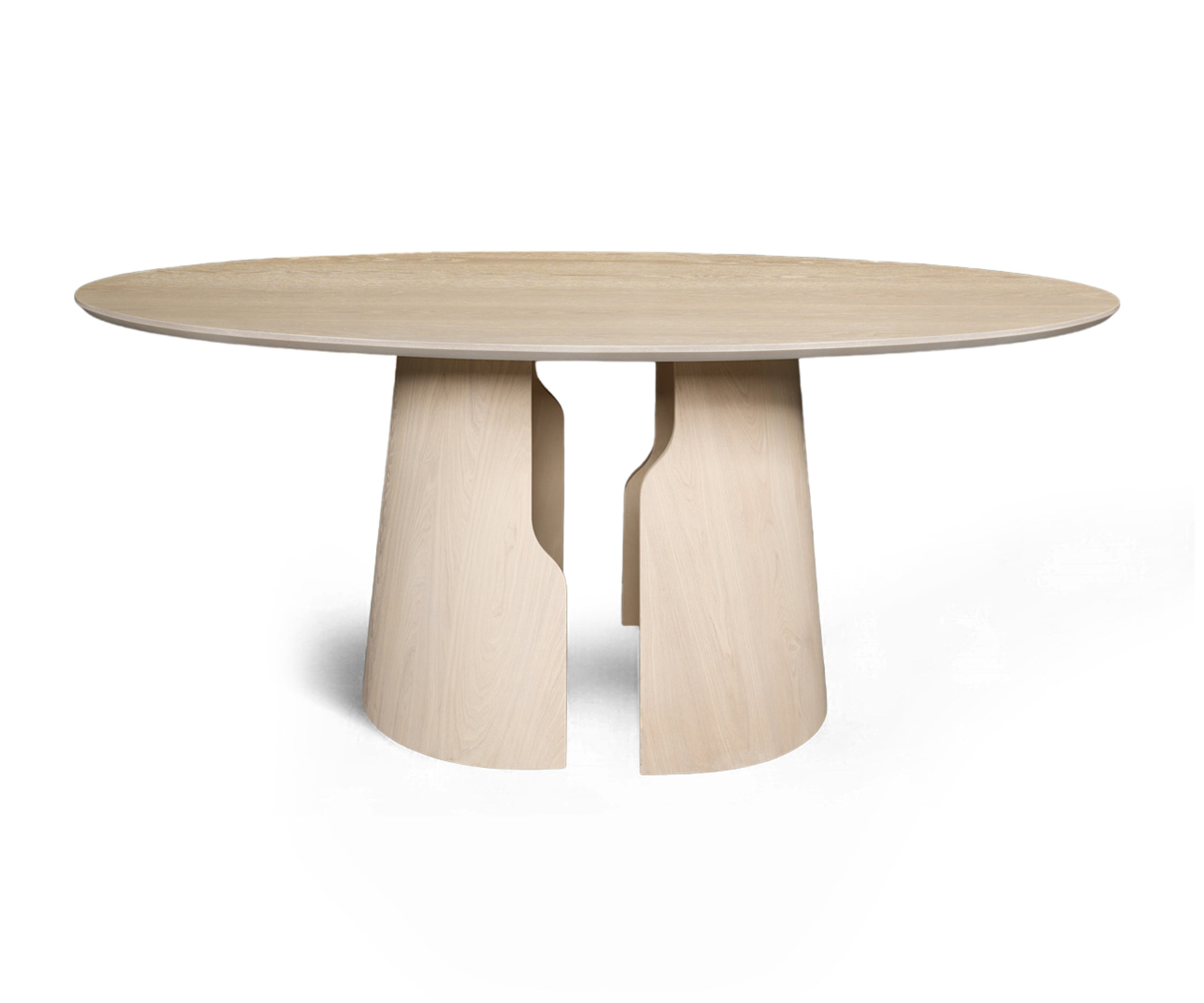 Light Wood Oval 6-8 Seater Dining Table with Sculpted Base