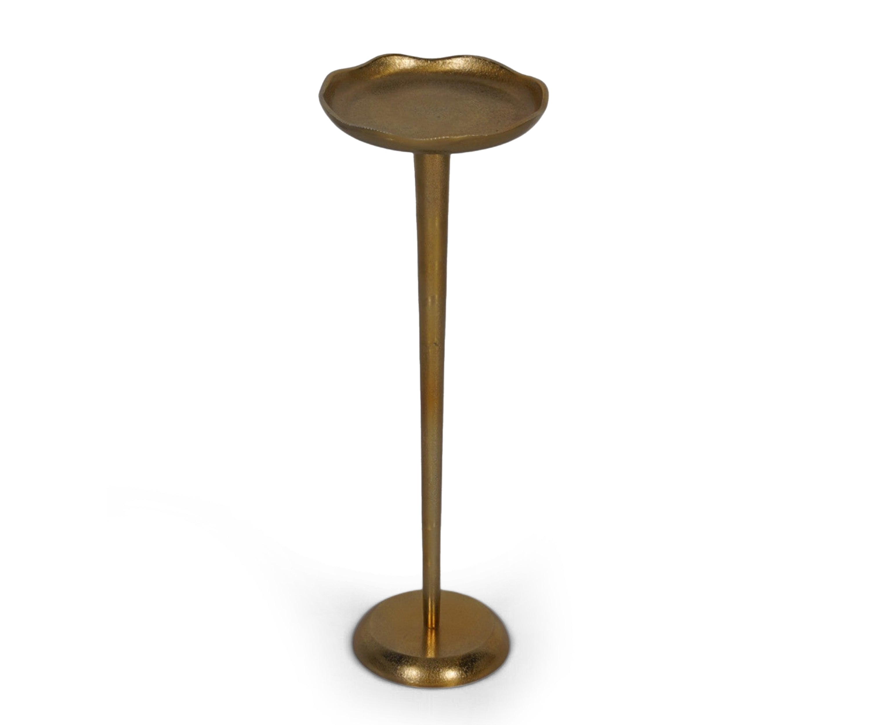 Antique Brass Martini Side Table with Scalloped Tray Top