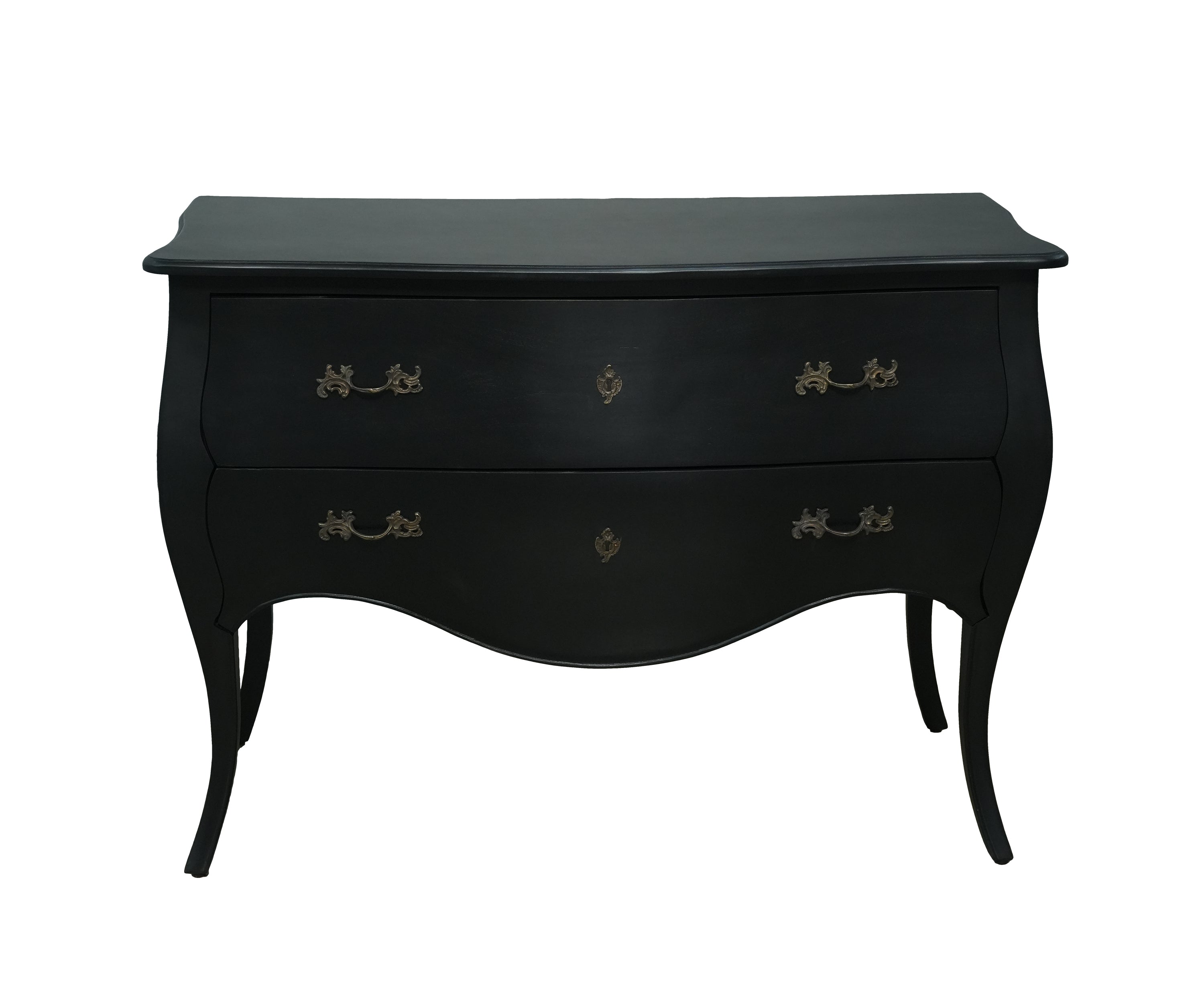 French Style Black Bombe Chest of Drawers