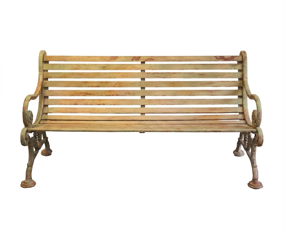Vintage Outdoor Bench with Slatted Seat