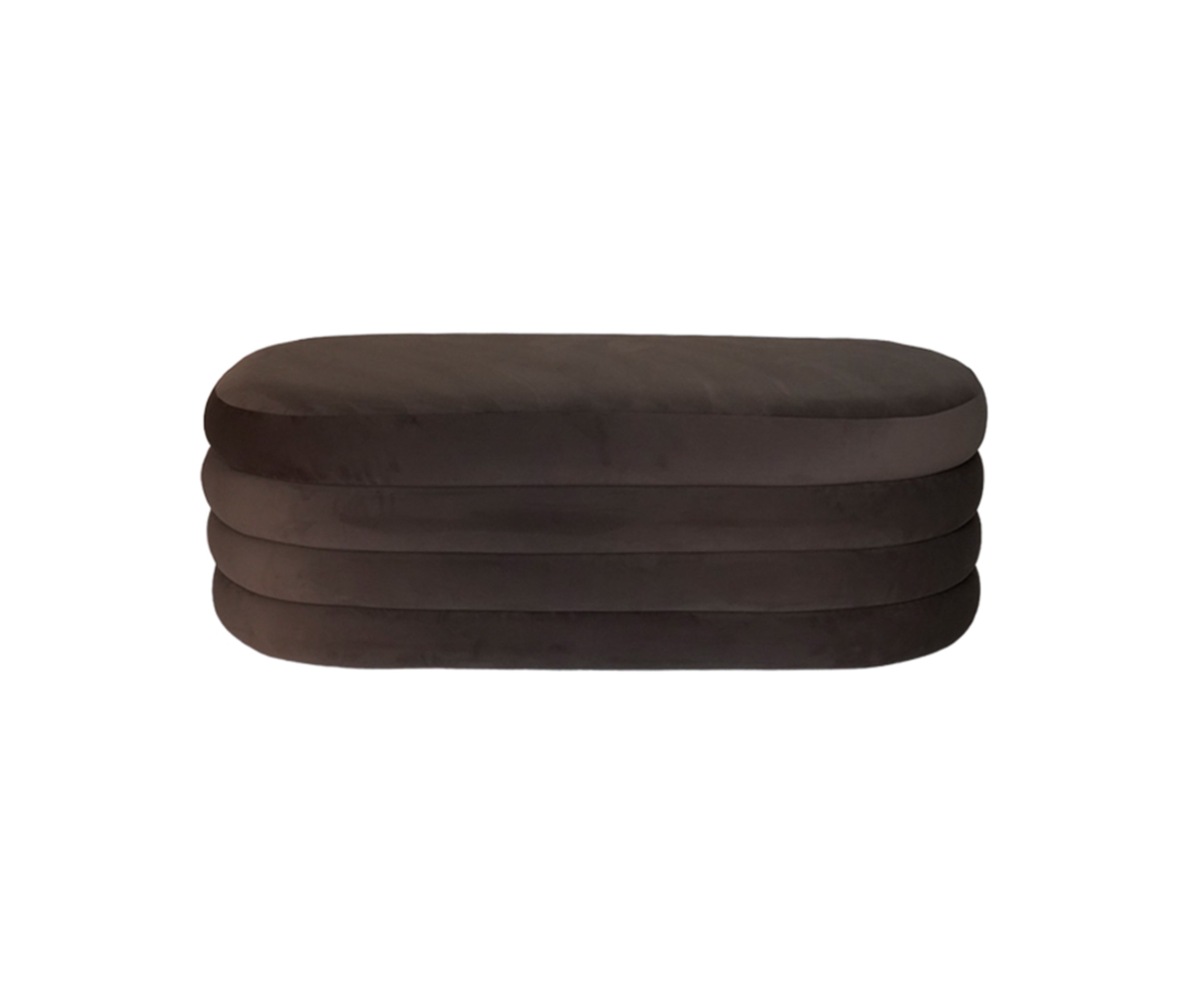 Oval Velvet Brown Bench