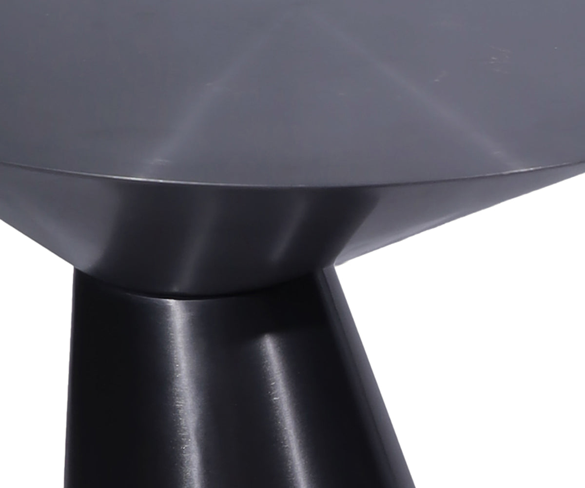 Matte Black Flared-Top Side Table with Conical Metal Pedestal