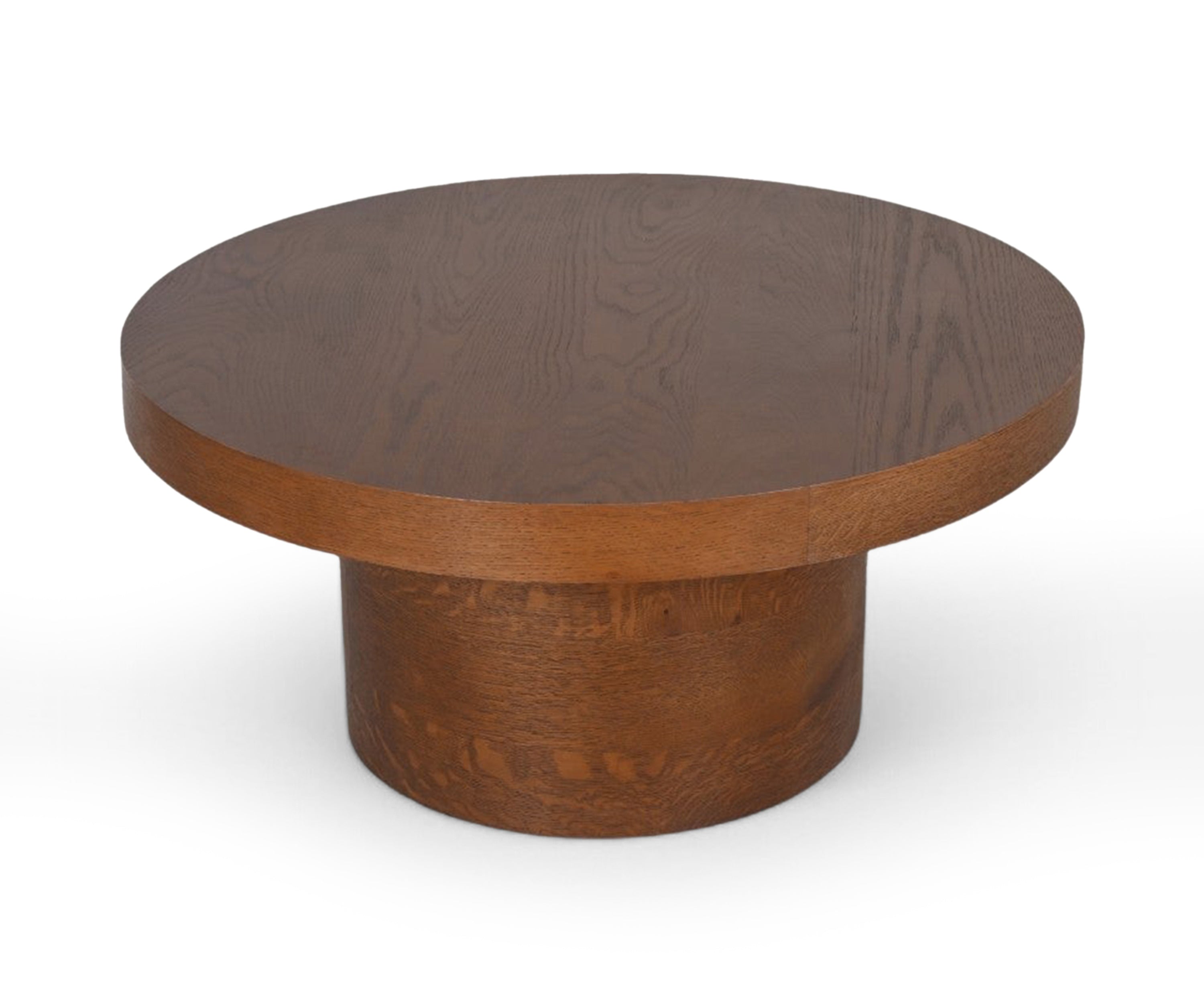Oak Pedestal Round Coffee Table