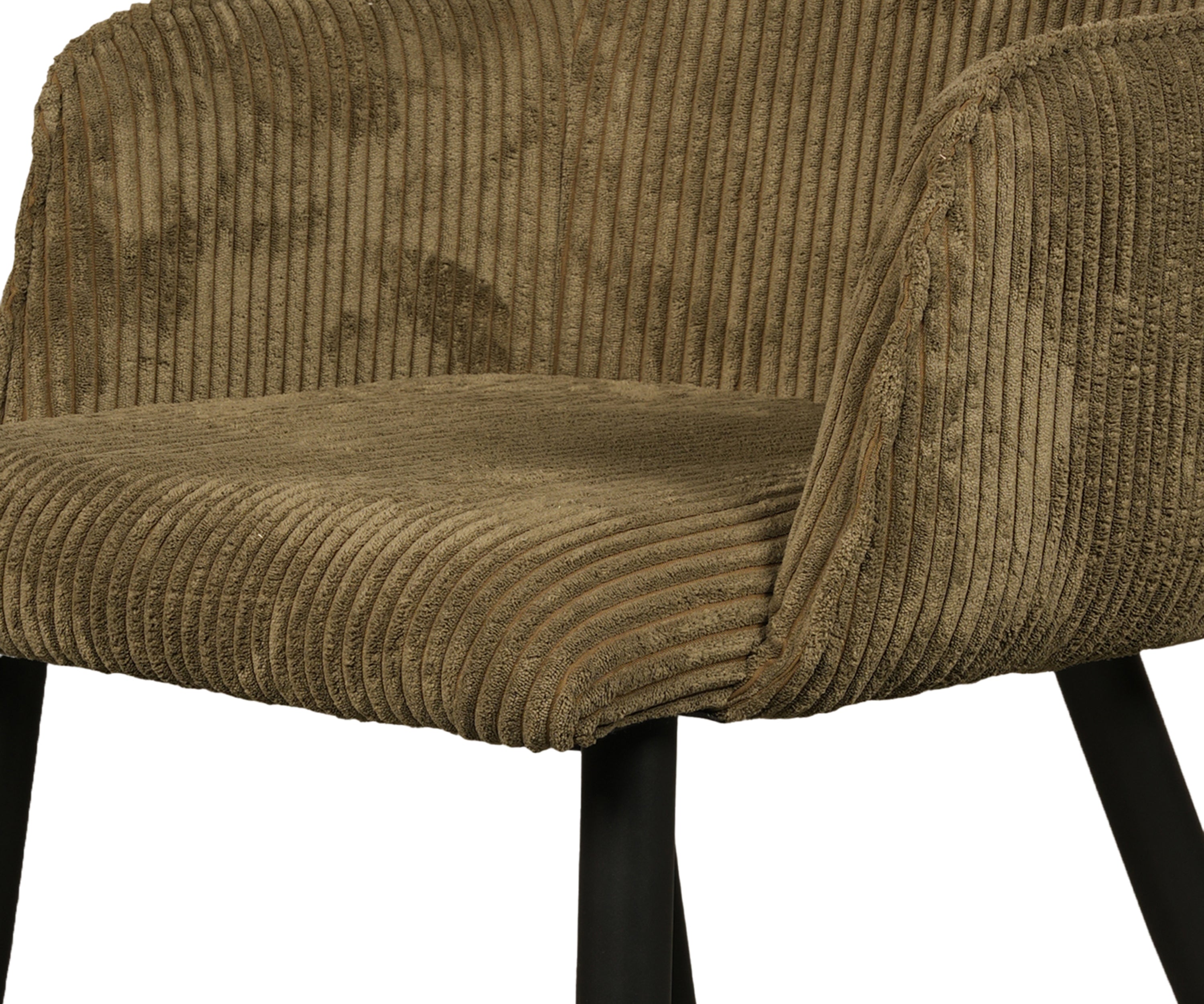 Taupe Corduroy Dining Armchair with Black Wooden Legs