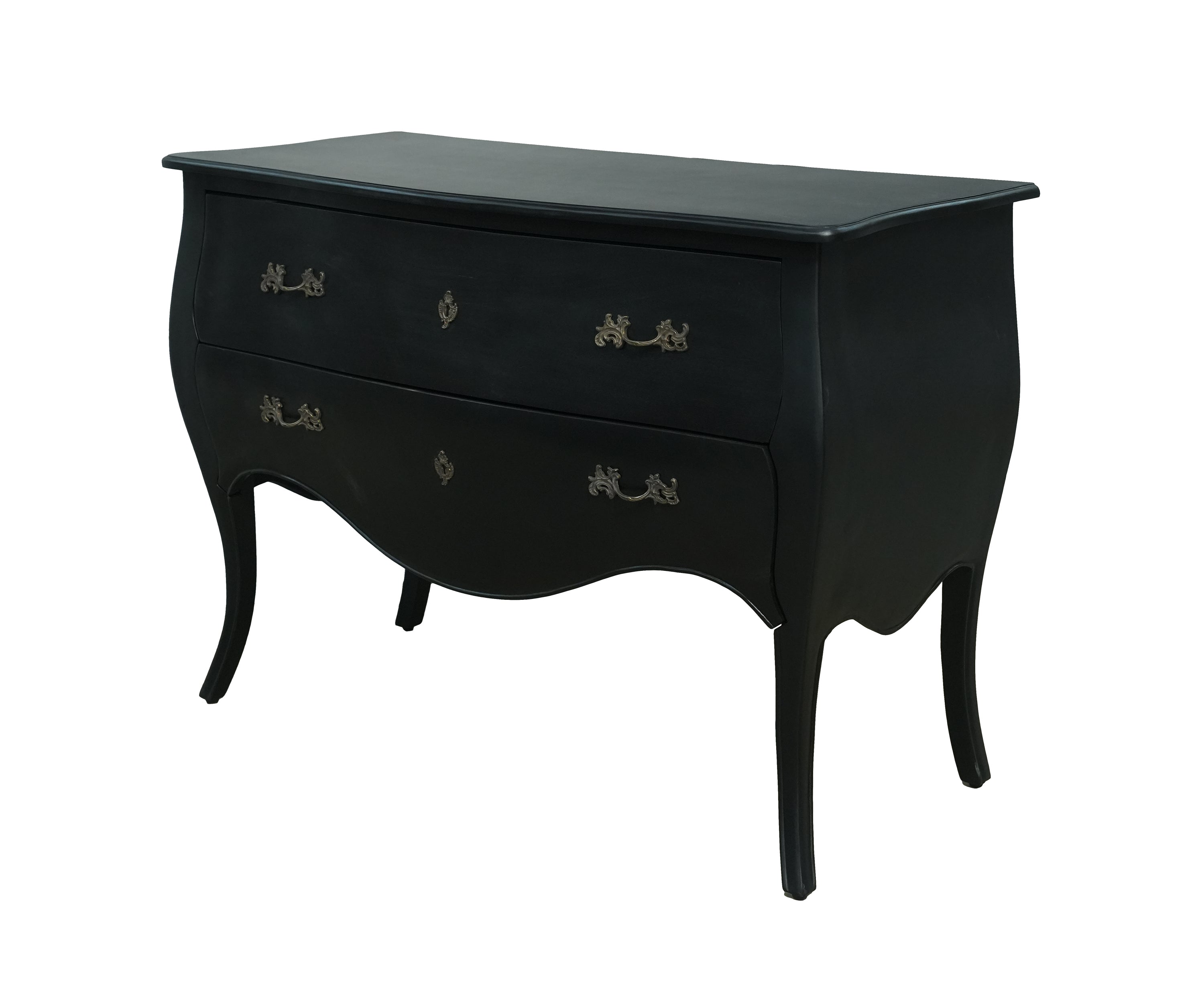 French Style Black Bombe Chest of Drawers
