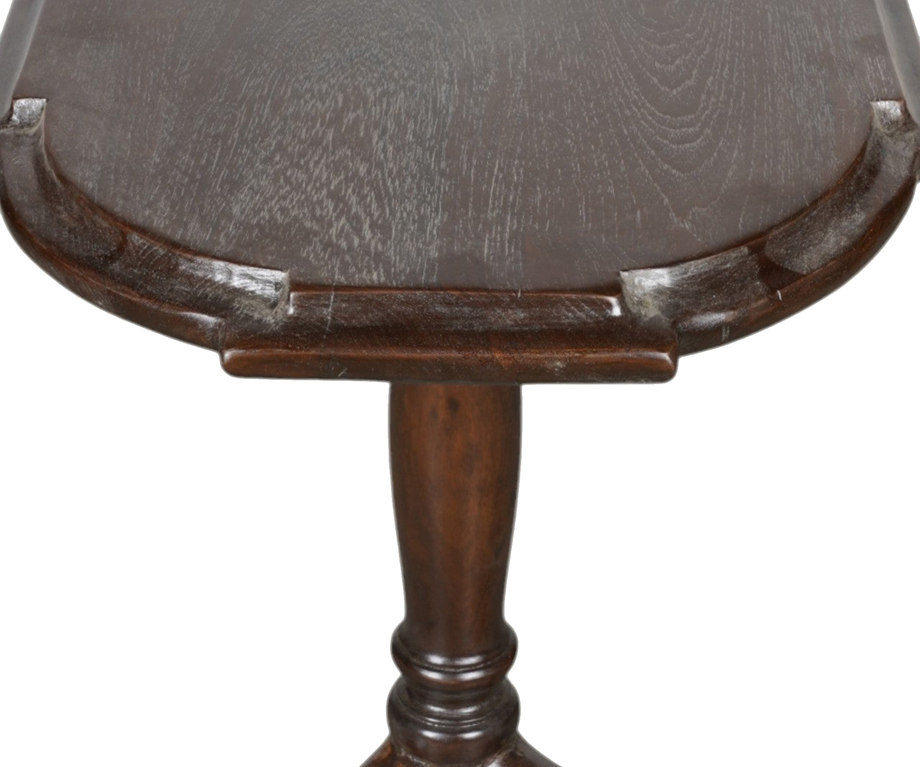 Vintage Wooden Pedestal Side Table with Shaped Top