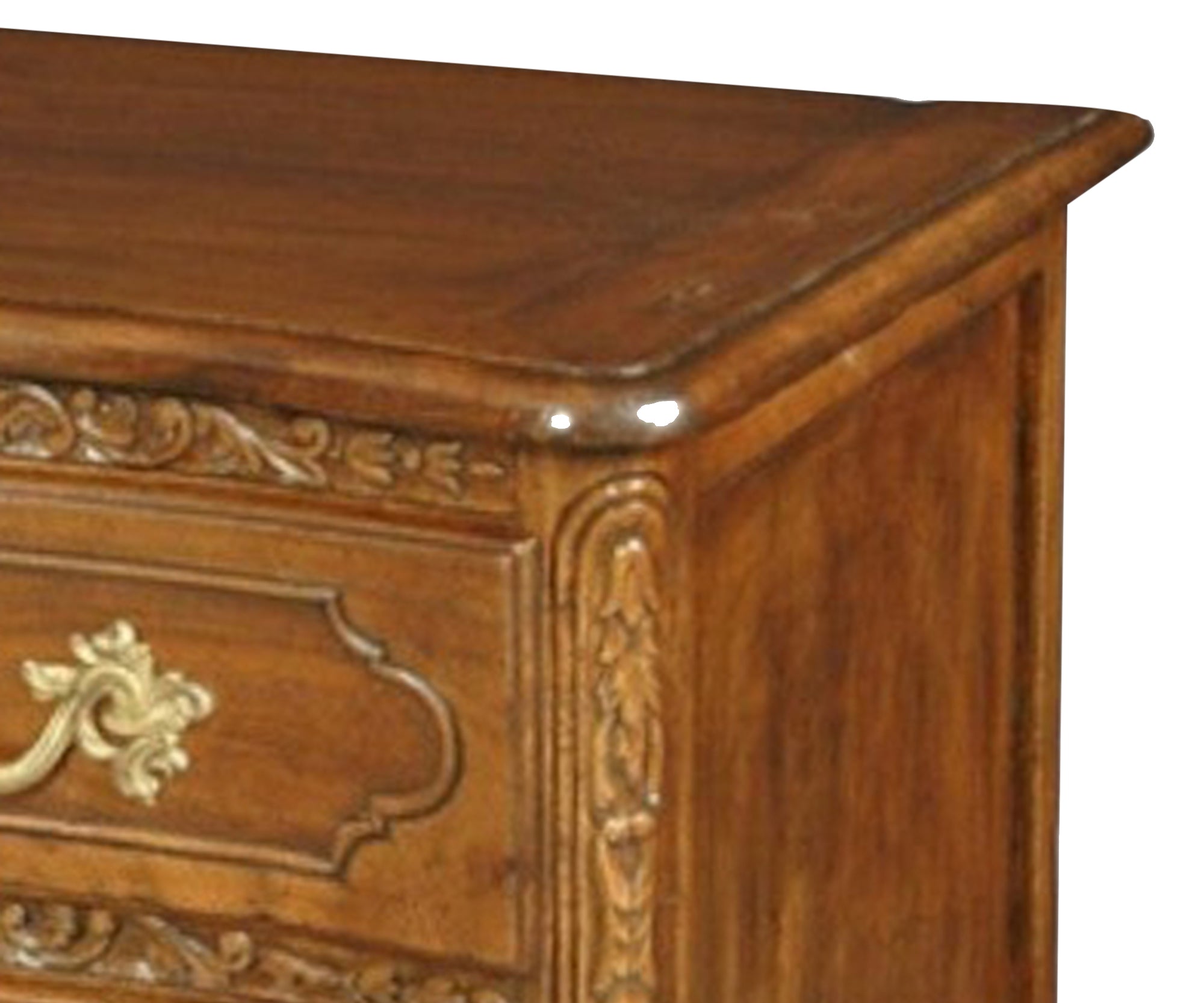 French Provincial Oak Wood Dresser with Carved Apron and Cabriole Legs