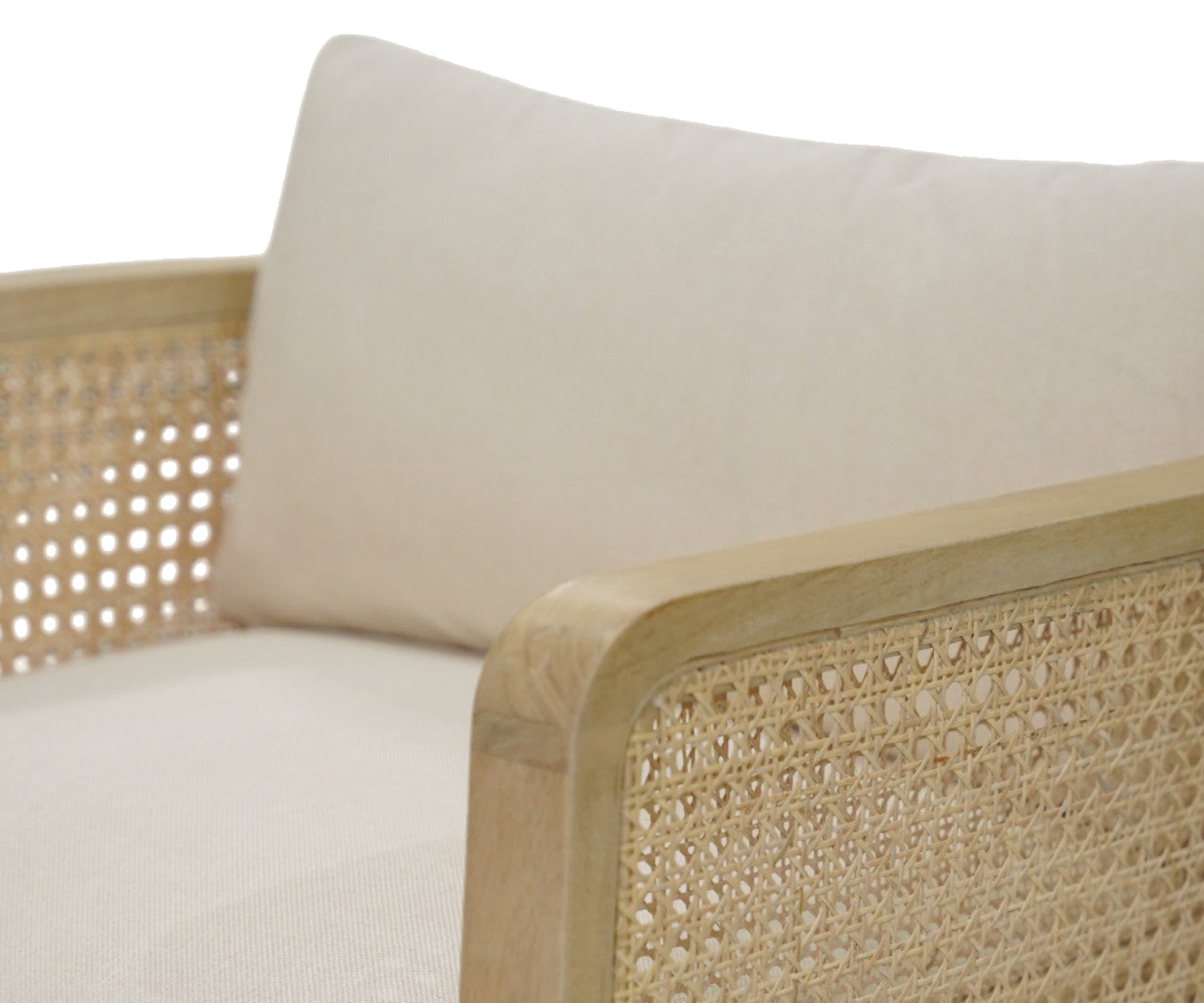 Natural Oak Cane Accent Arm Chair
