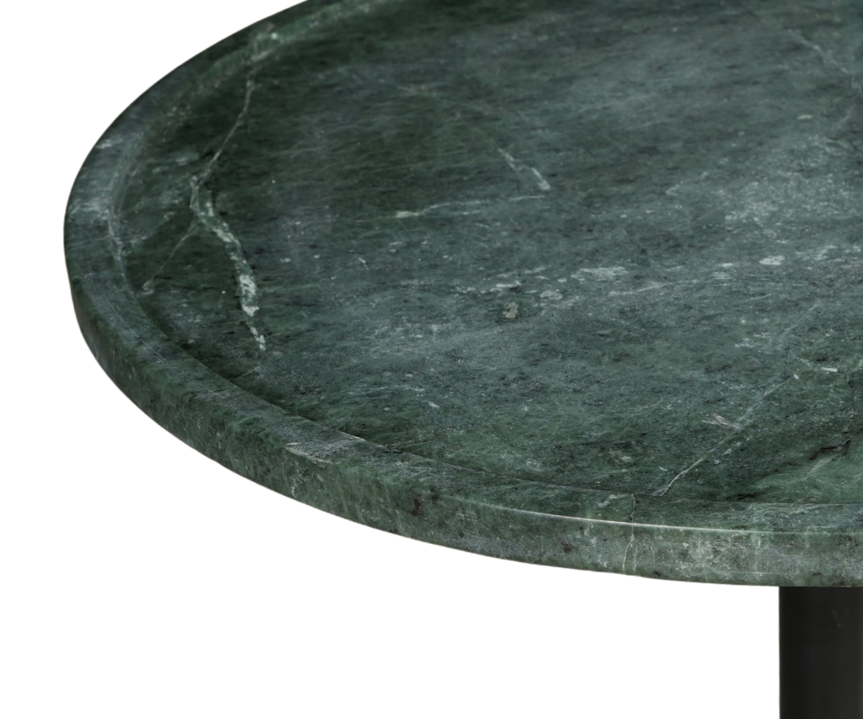 Green Marble Martini Side Table with Black Metal Stem Base - Large
