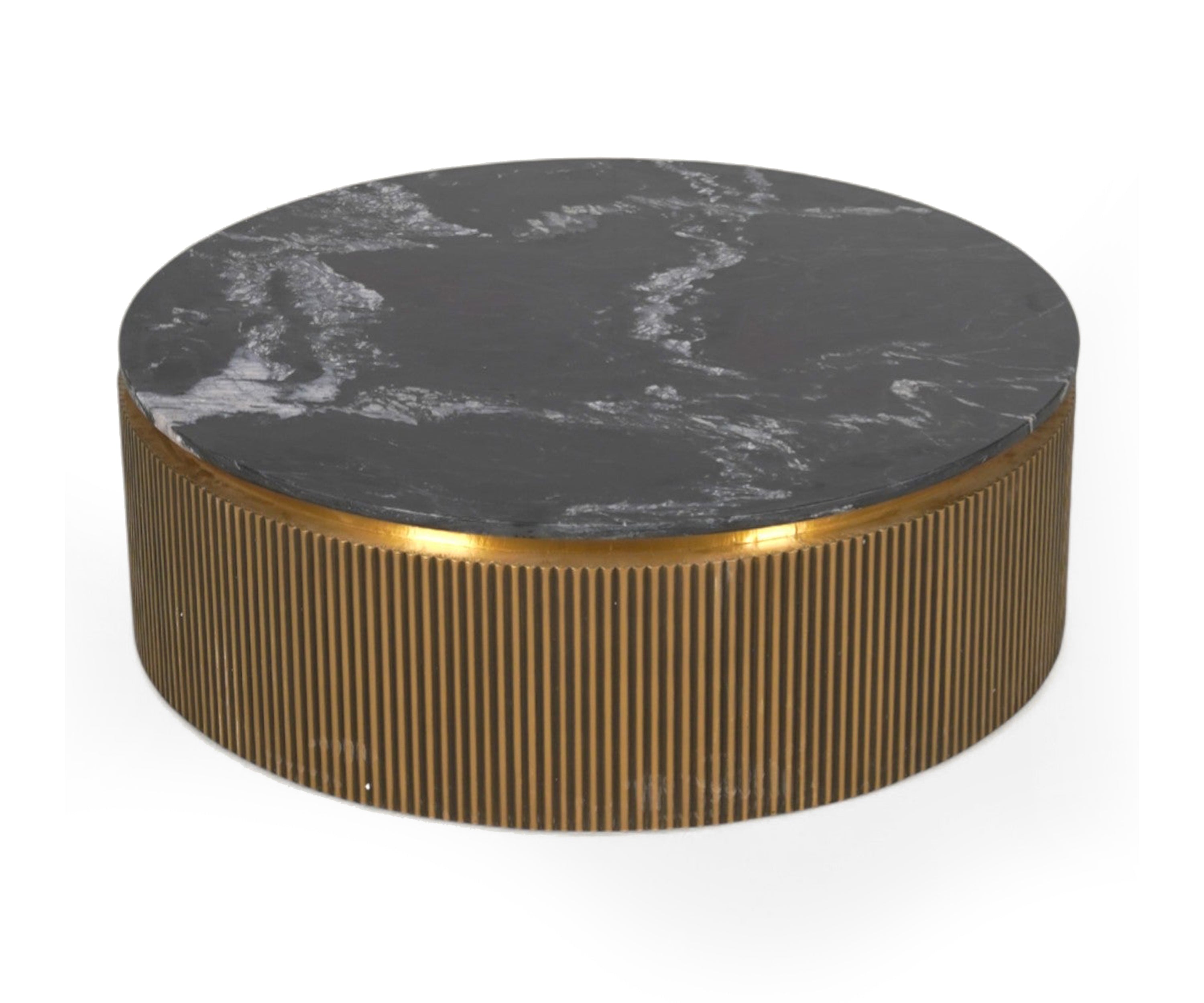 Black Marble Top Brass Coffee Table