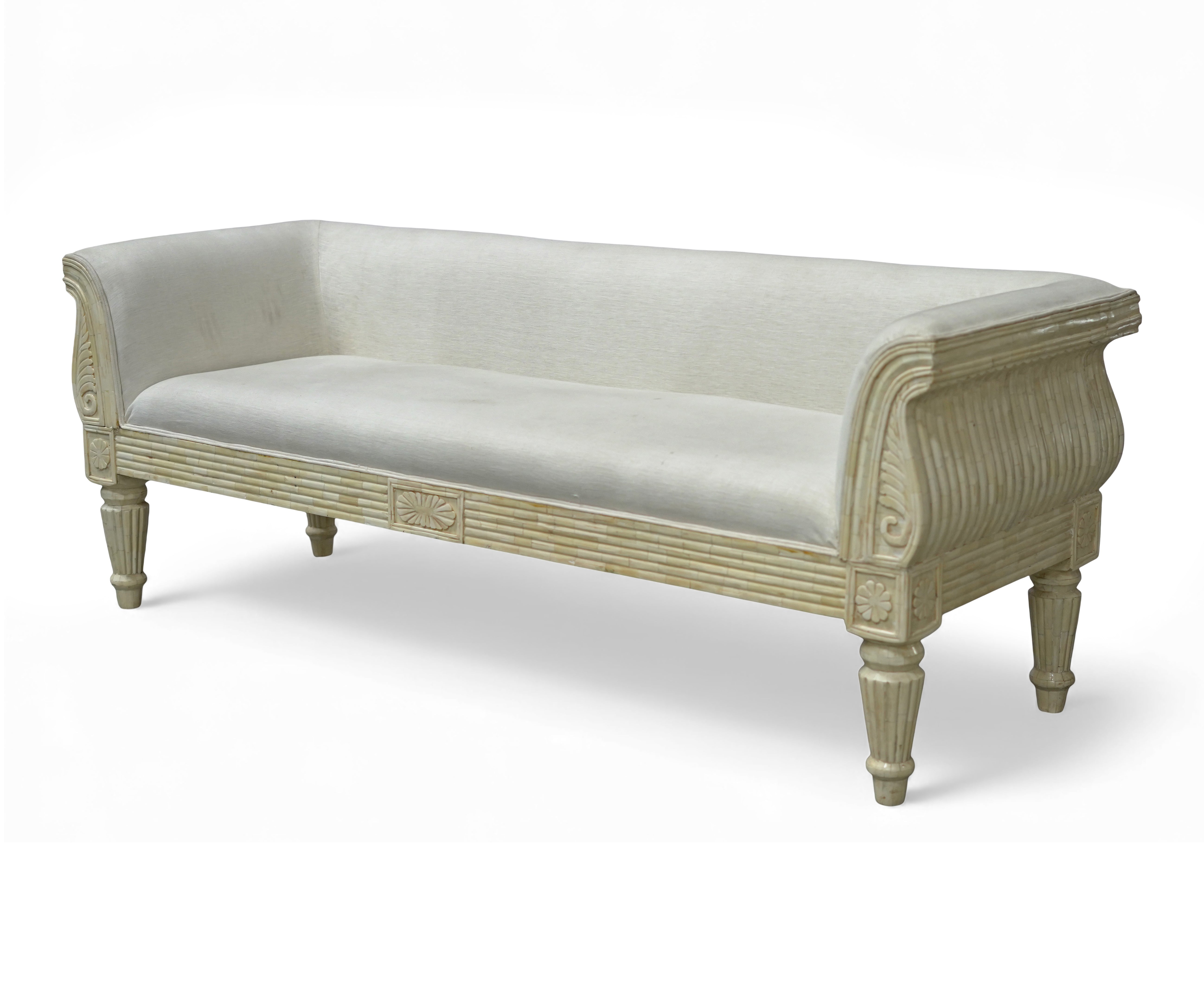 Bone Inlay Linen 3 Seater Sofa