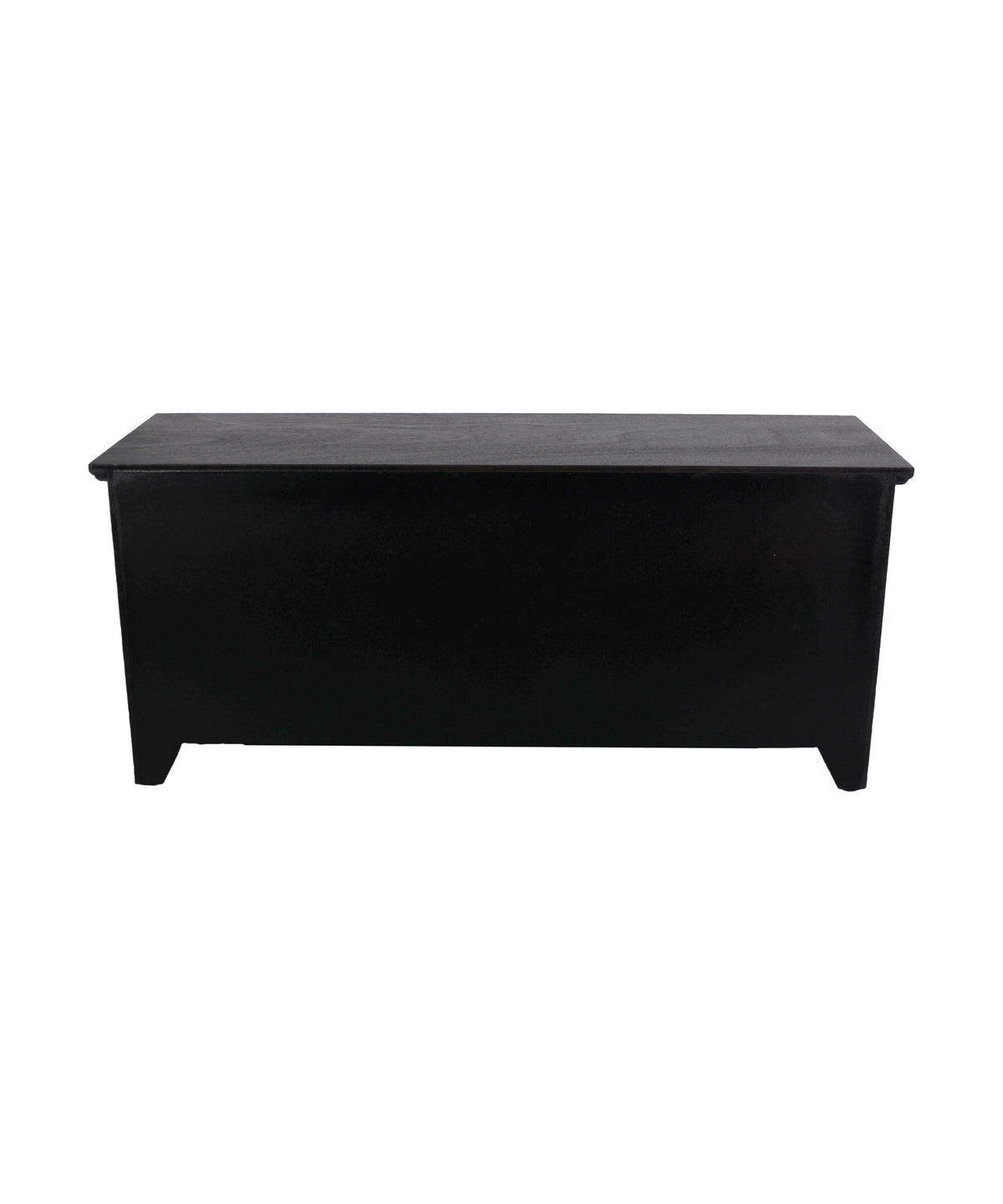 Black Floral Carved TV Unit with Open Shelves